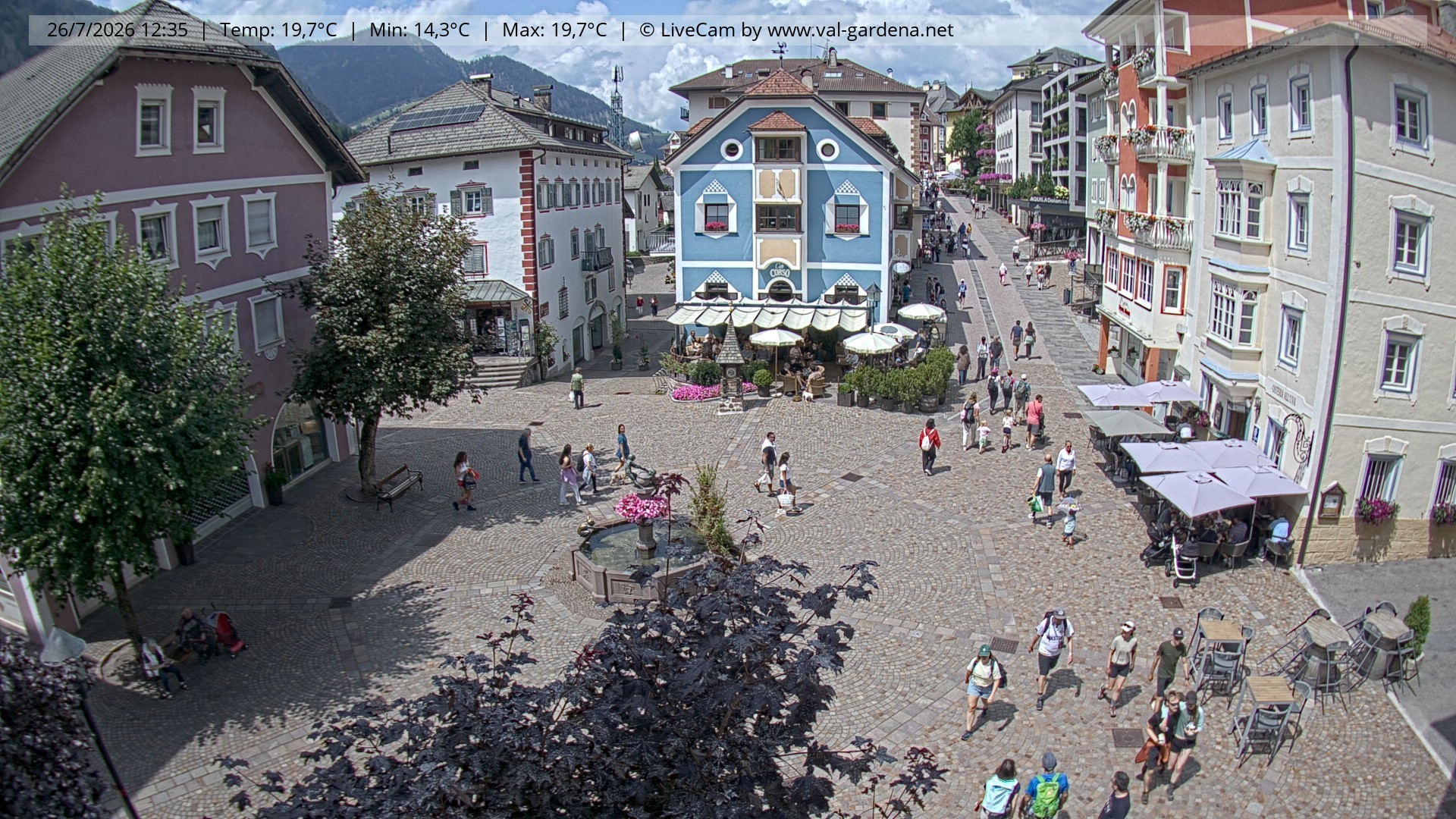 Archived image Webcam Village St. Ulrich, South Tyrol