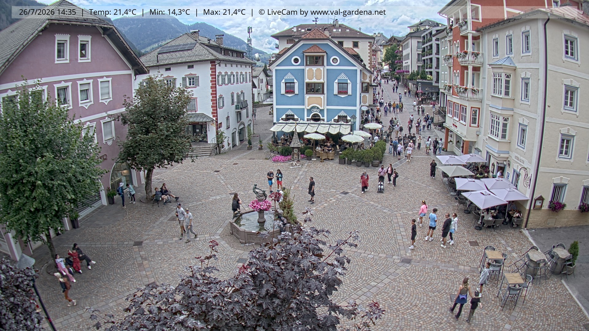 Archived image Webcam Village St. Ulrich, South Tyrol