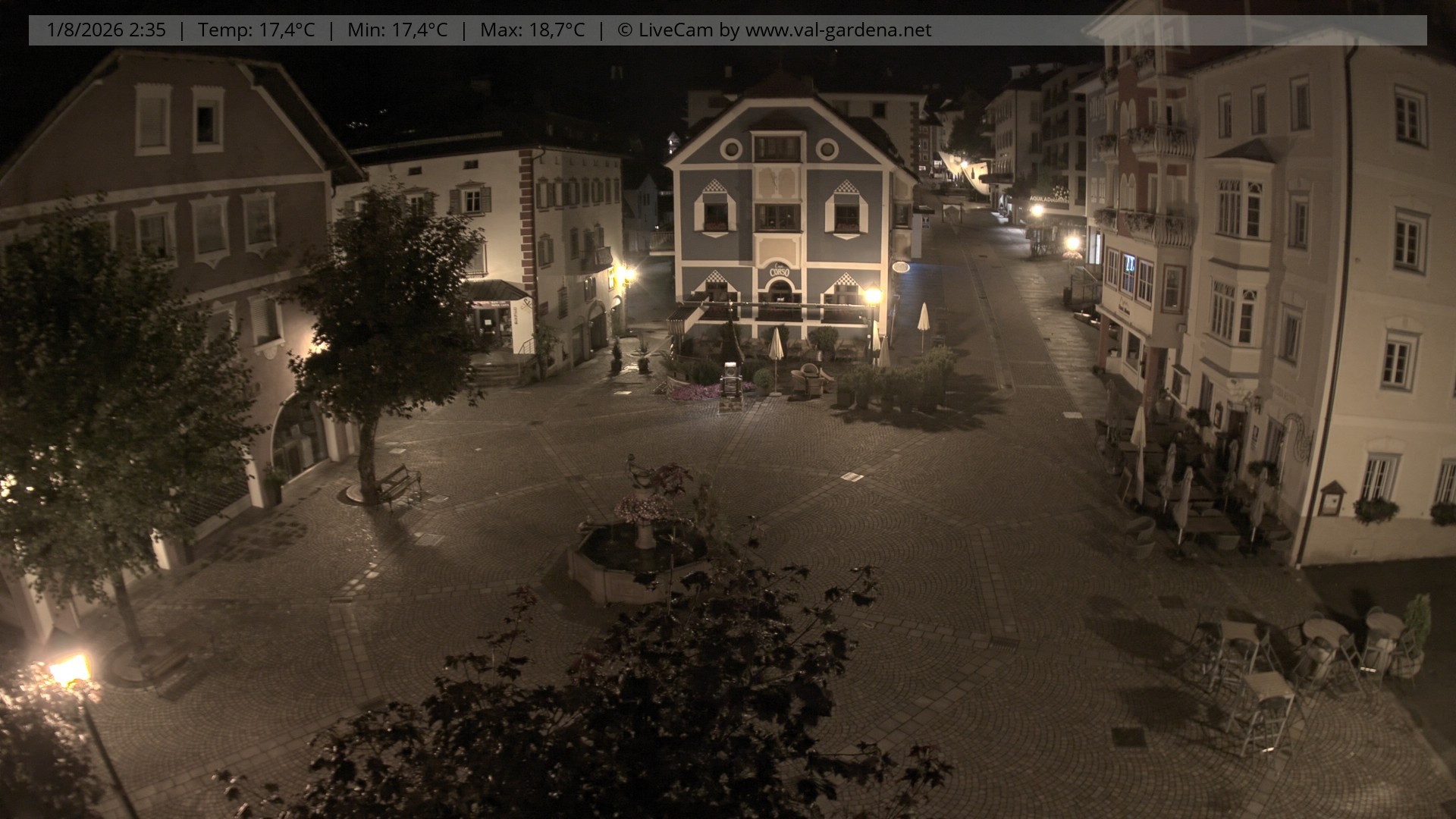 Archived image Webcam Village St. Ulrich, South Tyrol