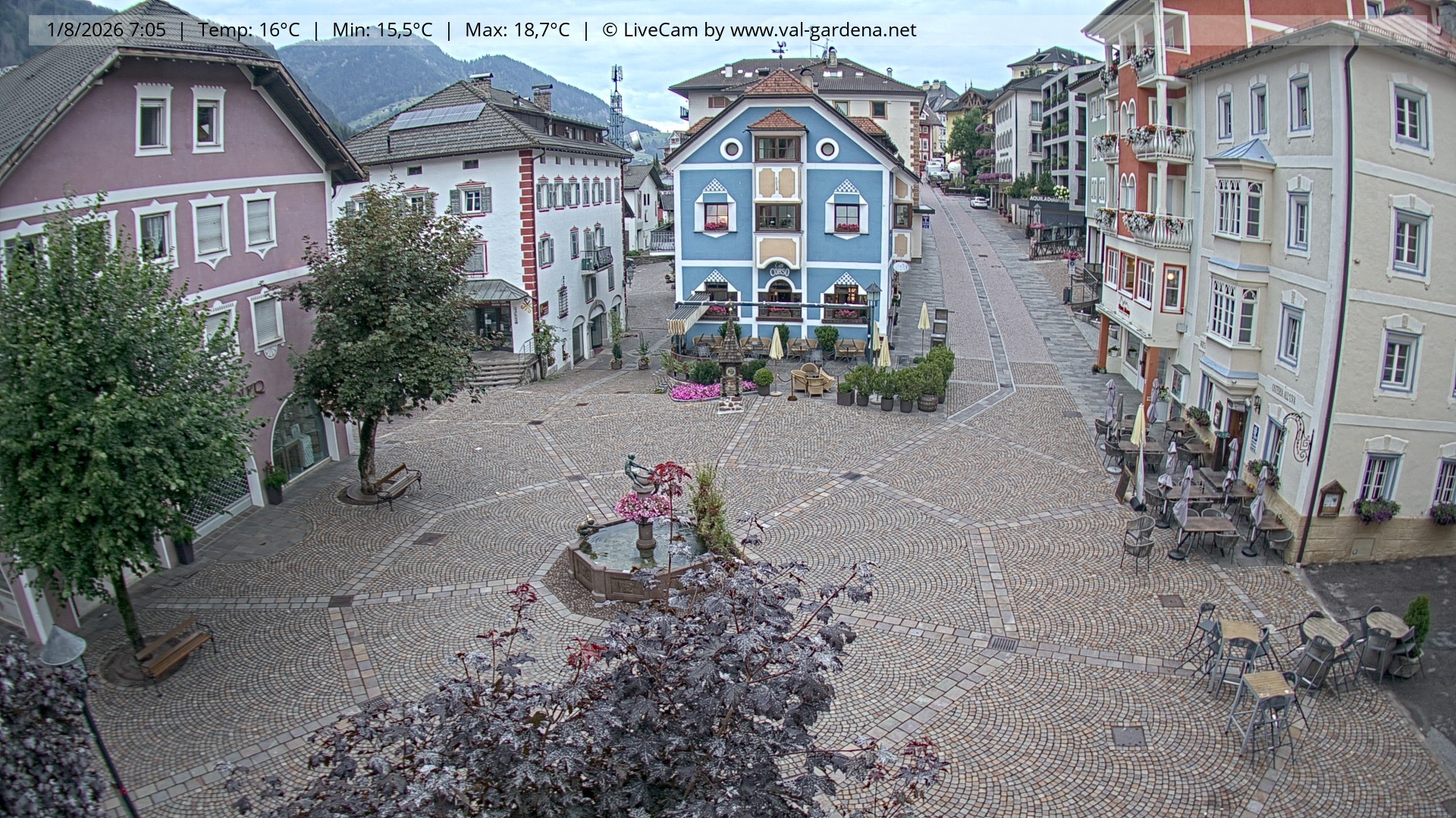 Archived image Webcam Village St. Ulrich, South Tyrol