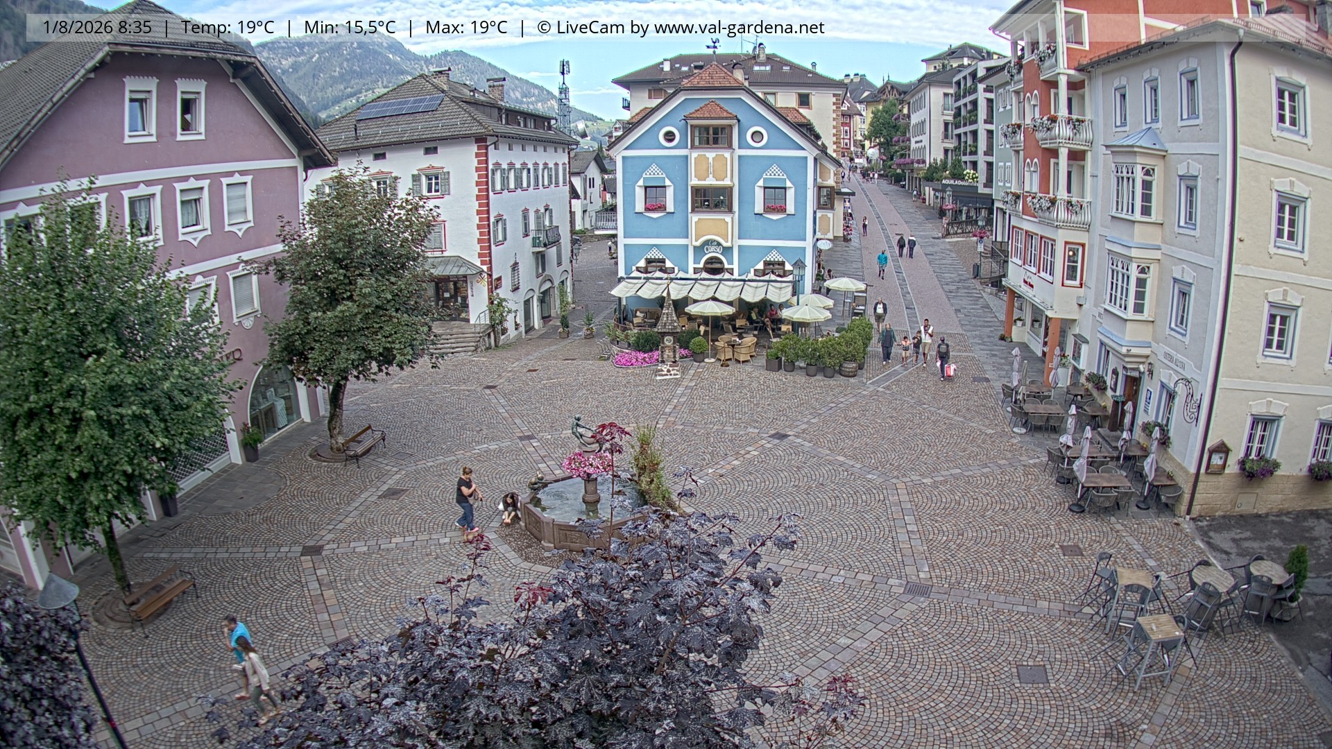Archived image Webcam Village St. Ulrich, South Tyrol