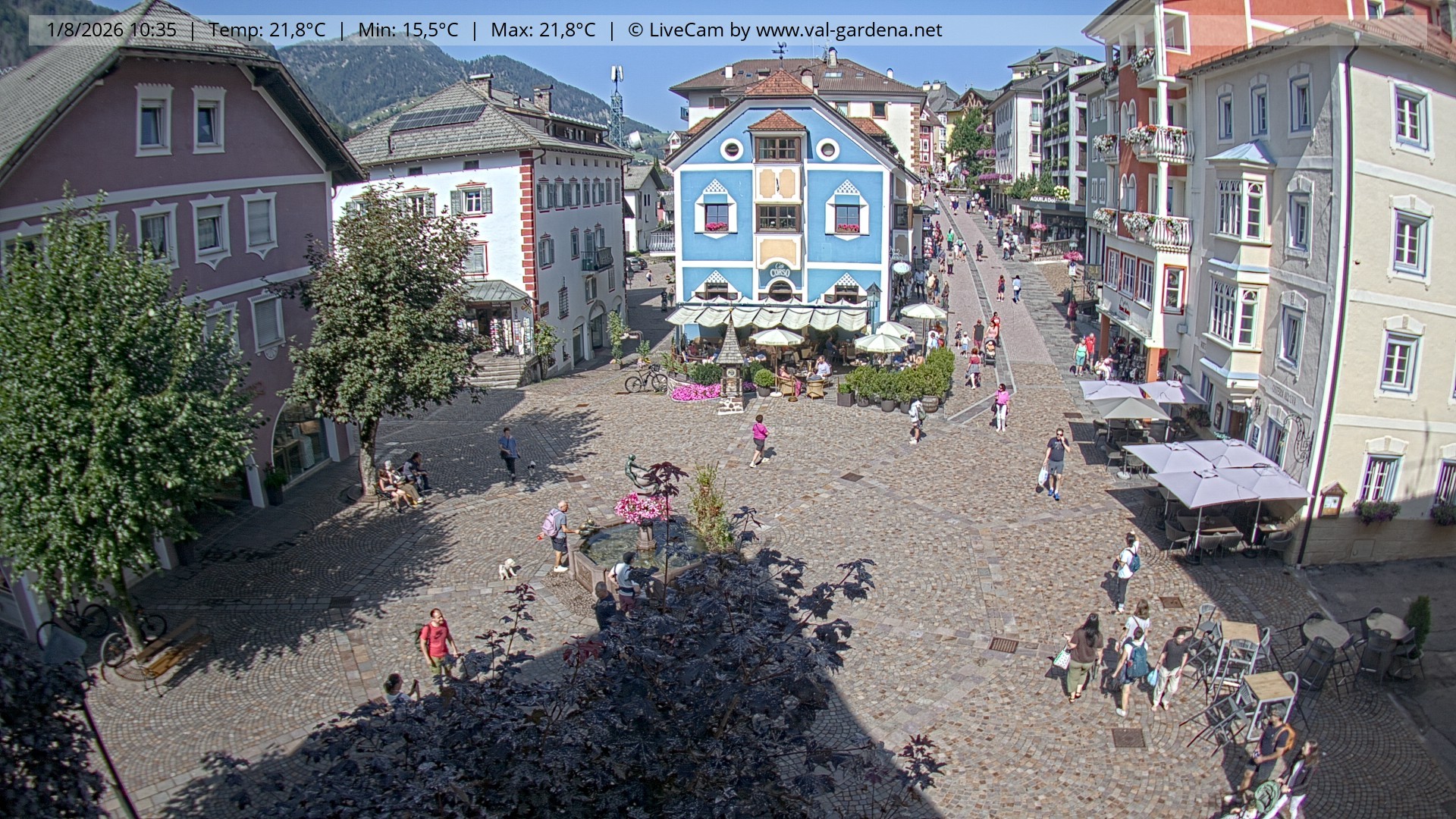 Archived image Webcam Village St. Ulrich, South Tyrol