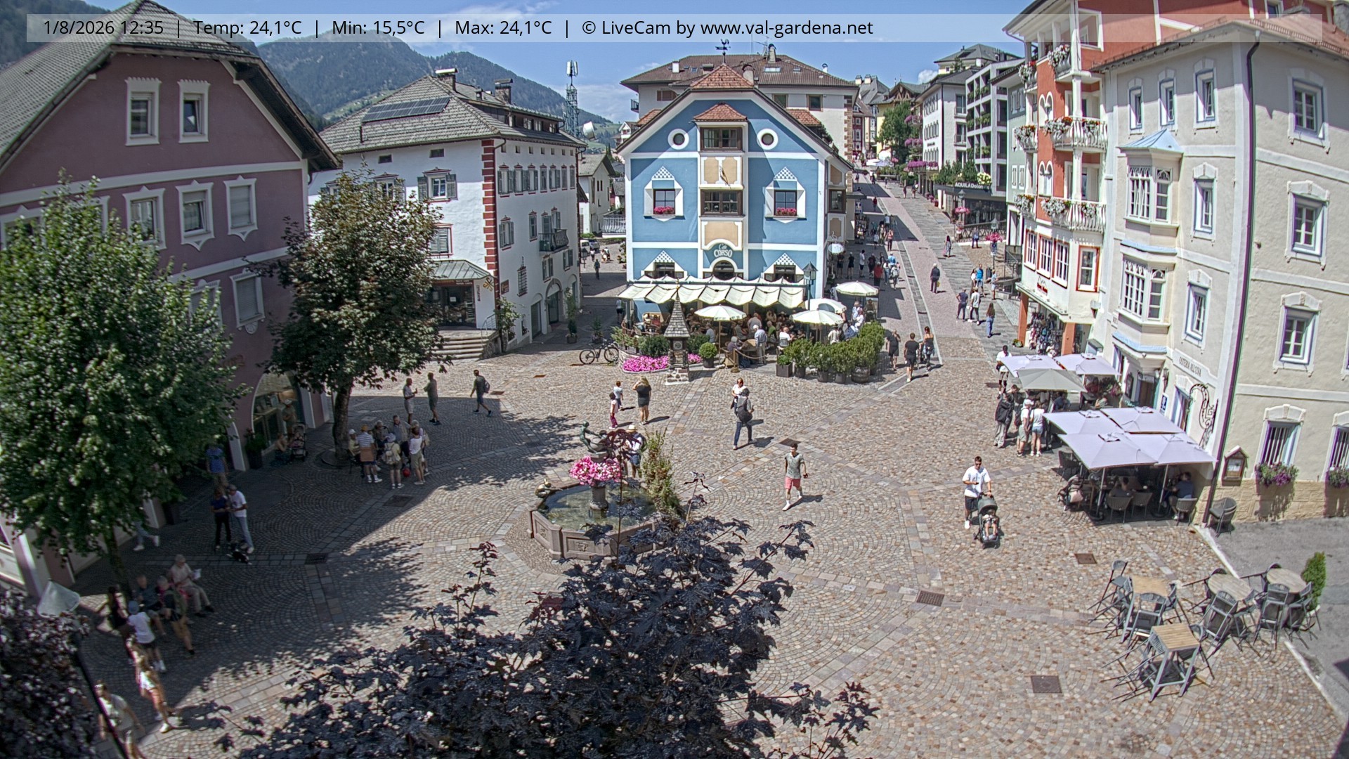 Archived image Webcam Village St. Ulrich, South Tyrol