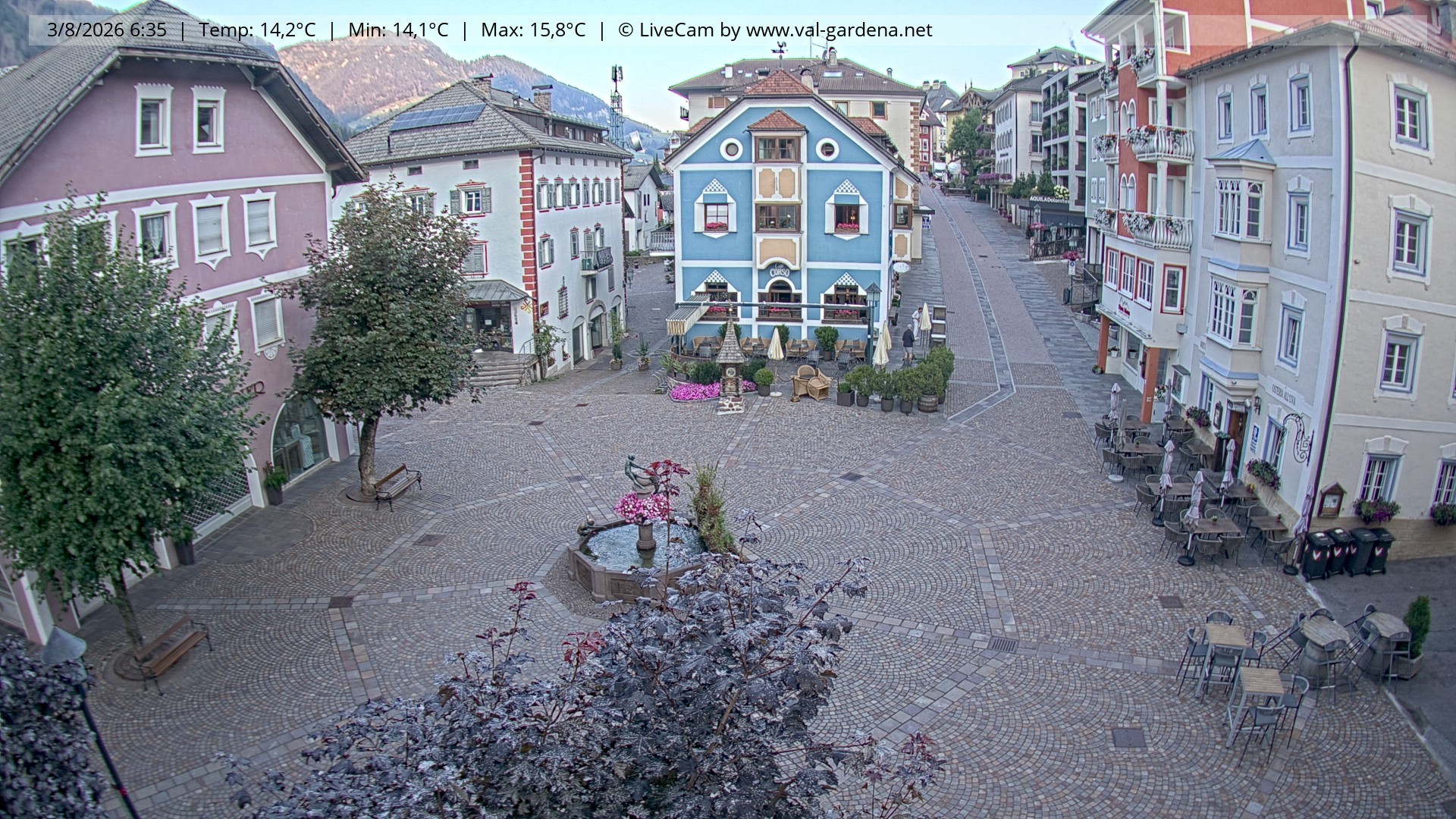 Archived image Webcam Village St. Ulrich, South Tyrol