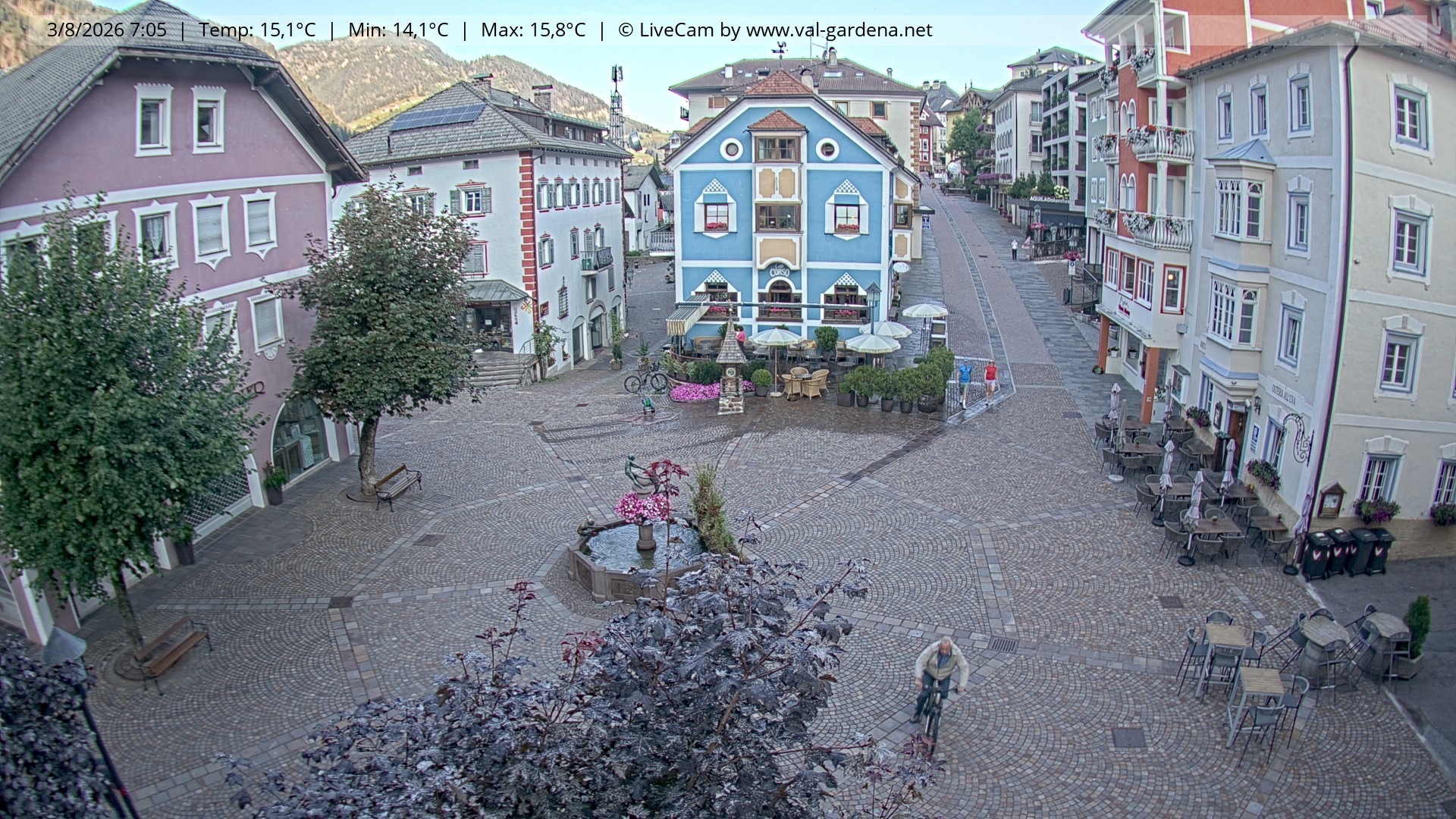 Archived image Webcam Village St. Ulrich, South Tyrol