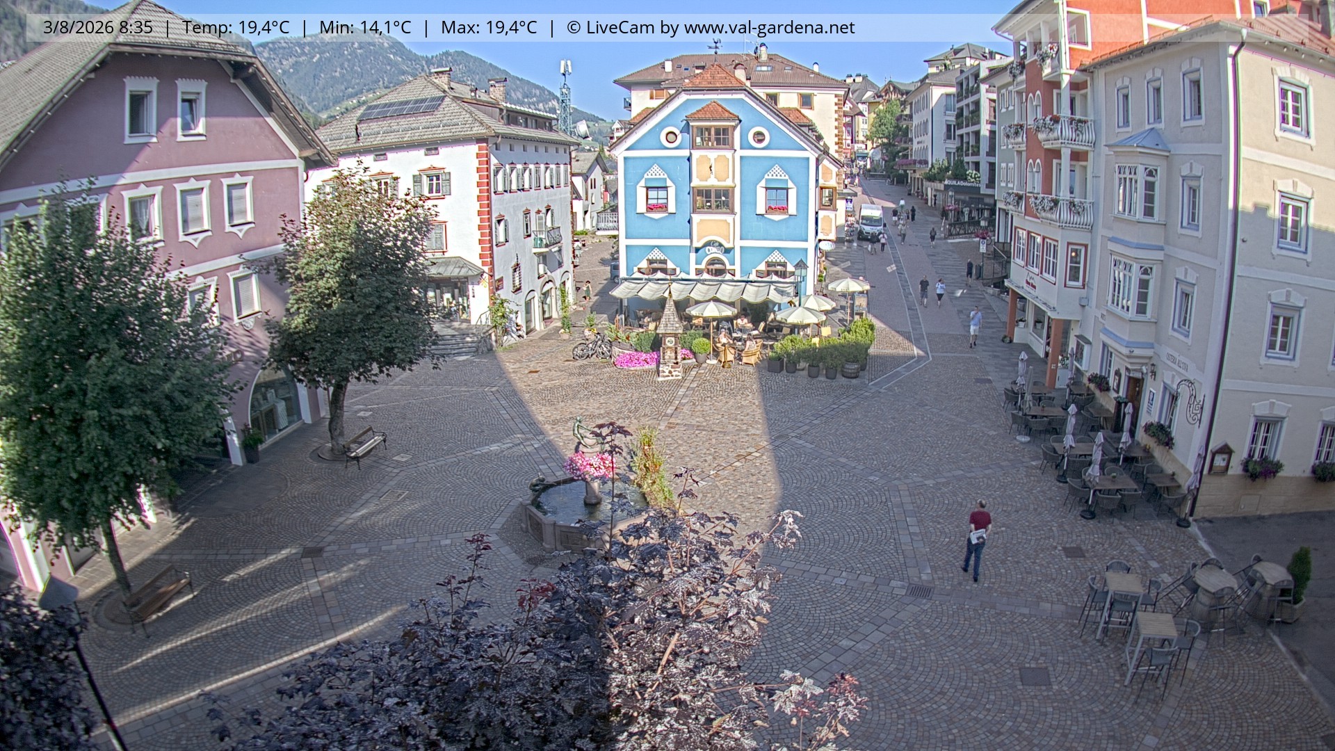 Archived image Webcam Village St. Ulrich, South Tyrol