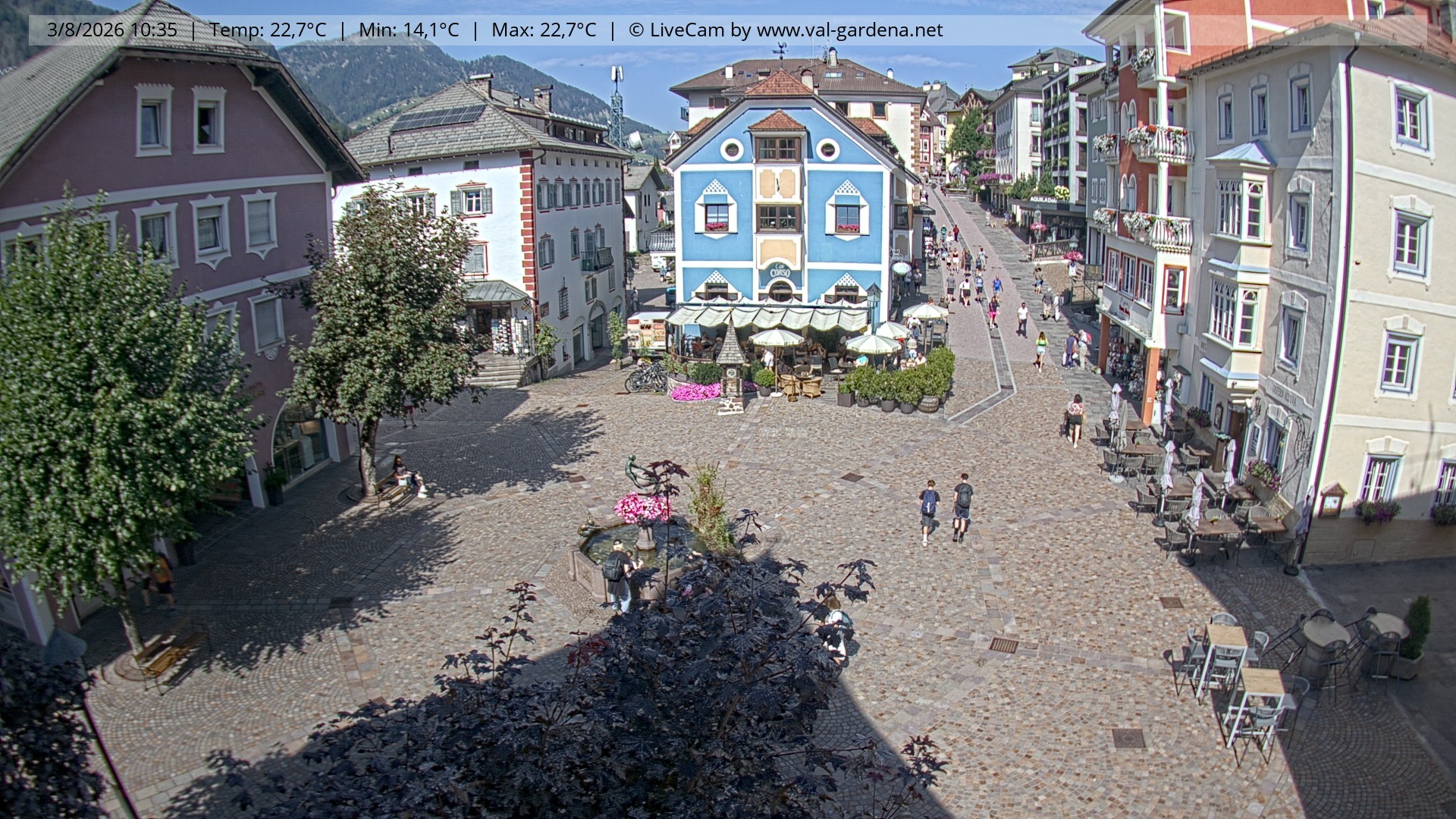 Archived image Webcam Village St. Ulrich, South Tyrol