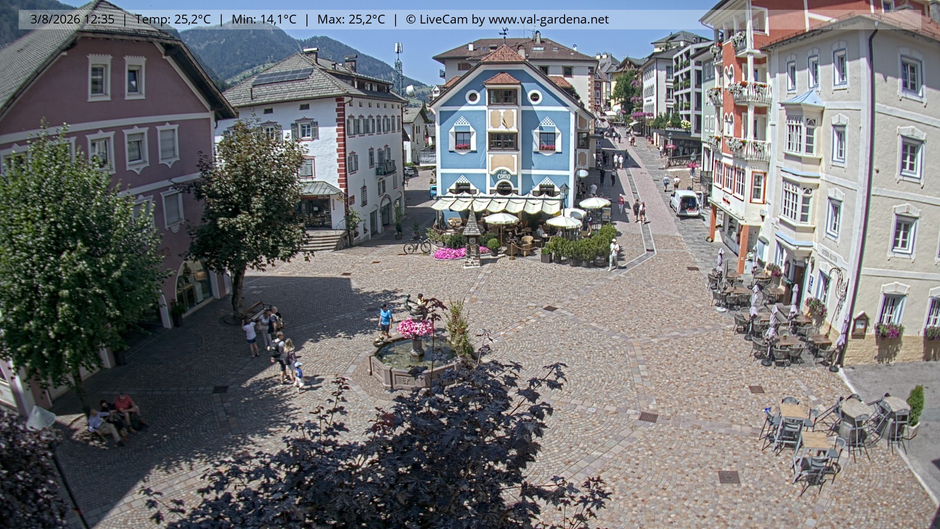 Archived image Webcam Village St. Ulrich, South Tyrol