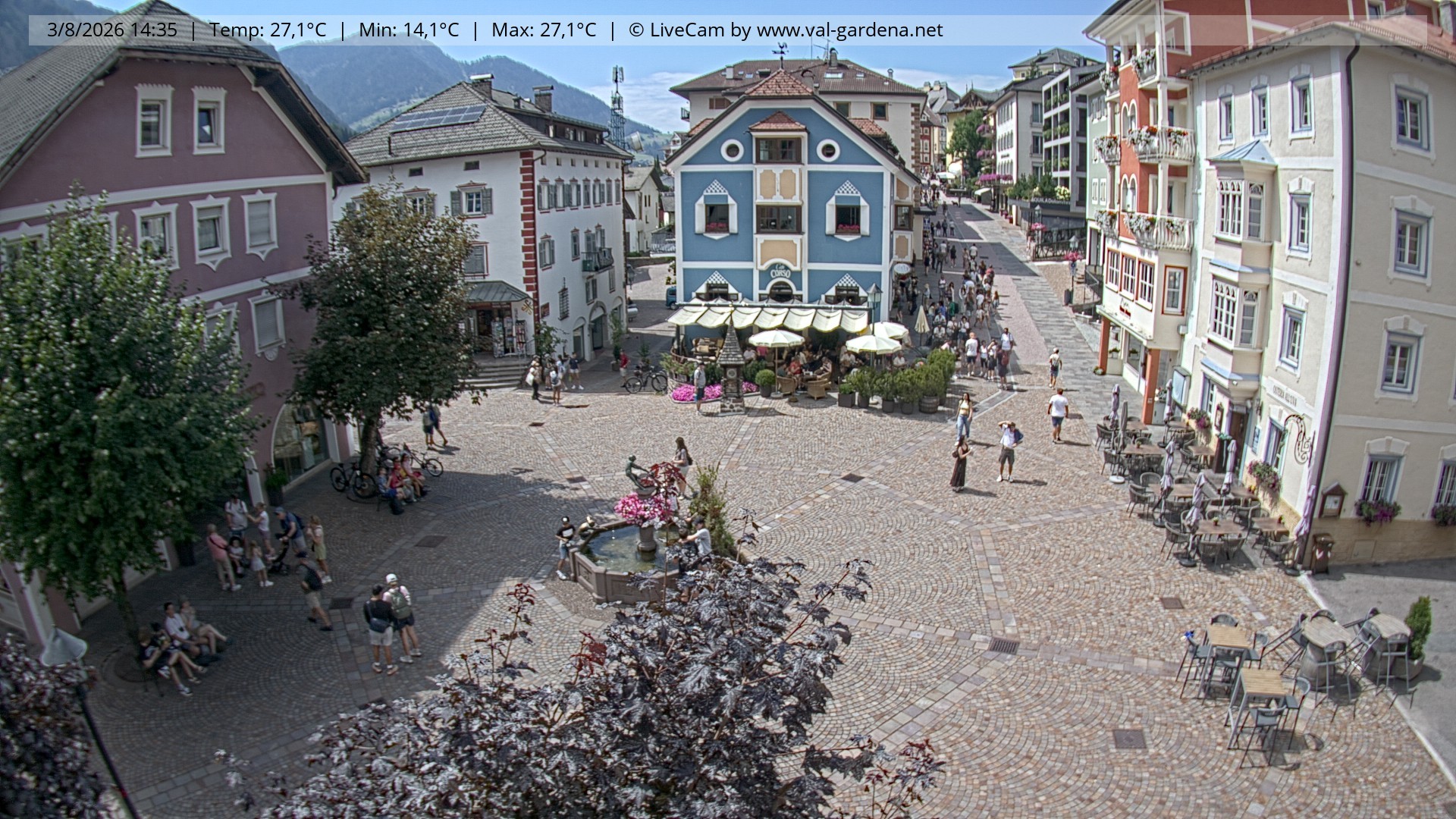 Archived image Webcam Village St. Ulrich, South Tyrol