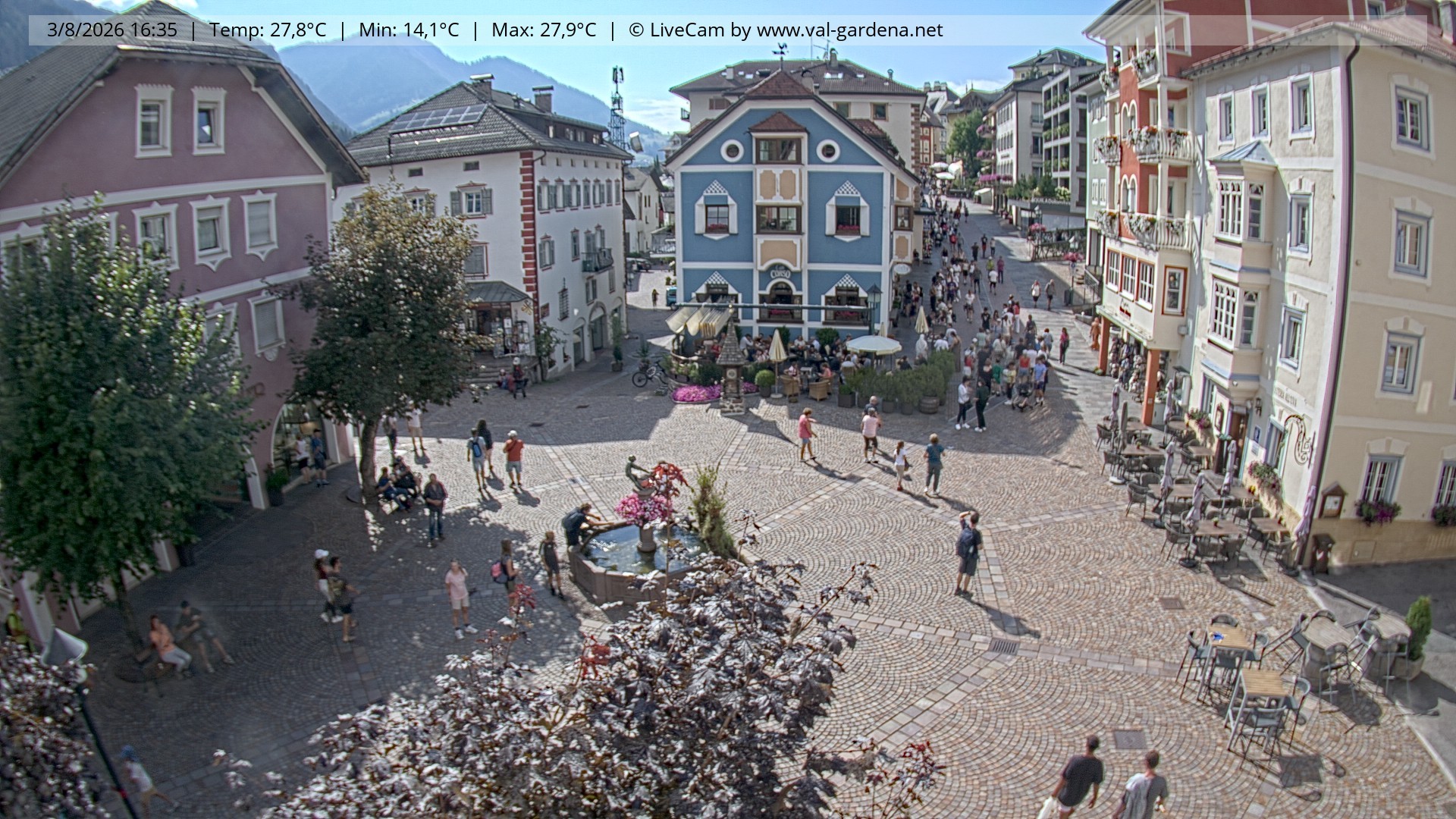 Archived image Webcam Village St. Ulrich, South Tyrol