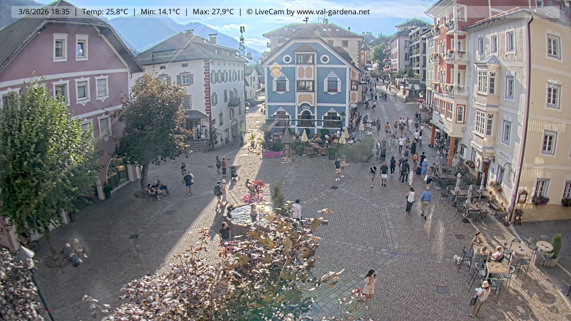 Archived image Webcam Village St. Ulrich, South Tyrol