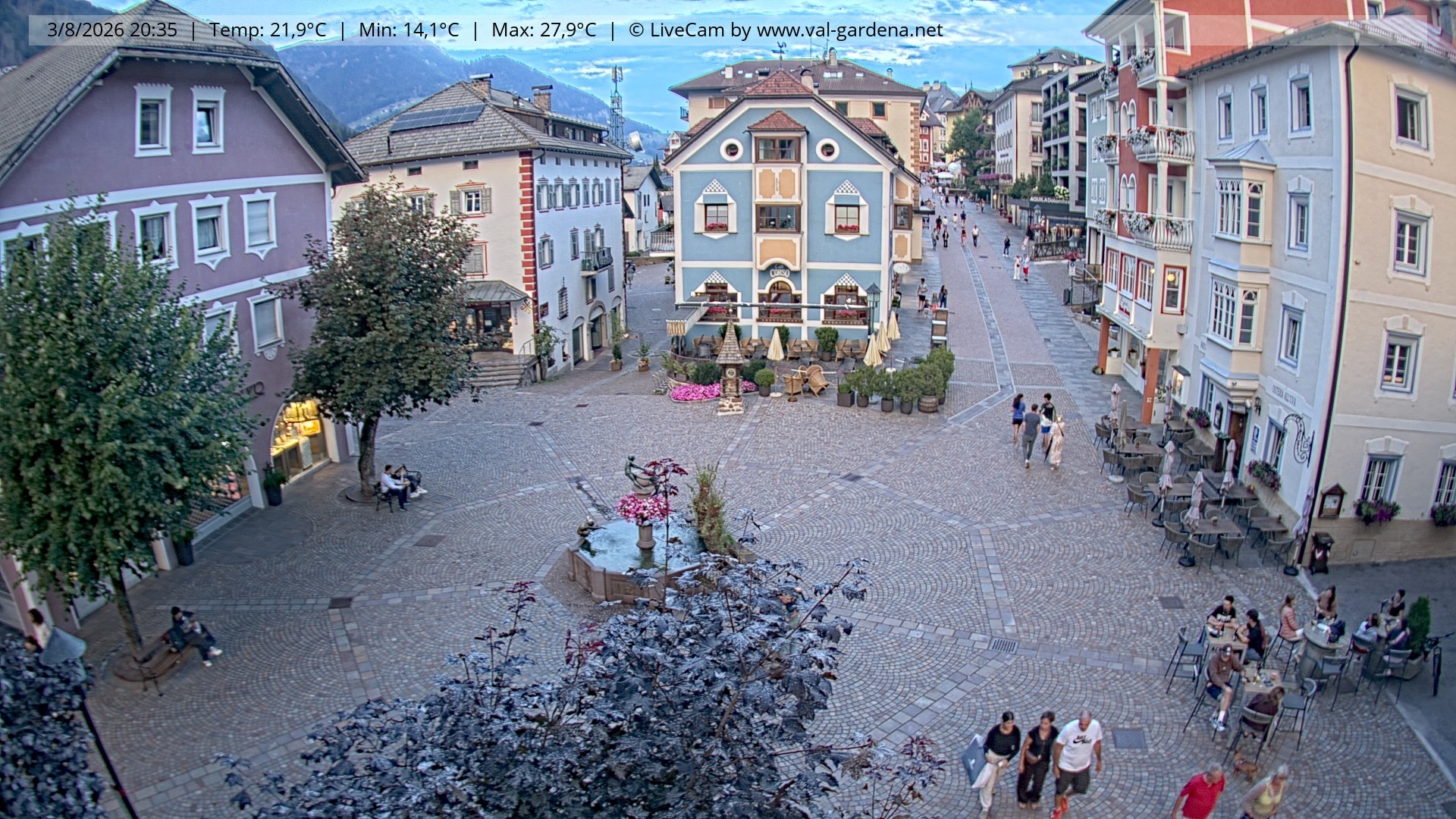 Archived image Webcam Village St. Ulrich, South Tyrol