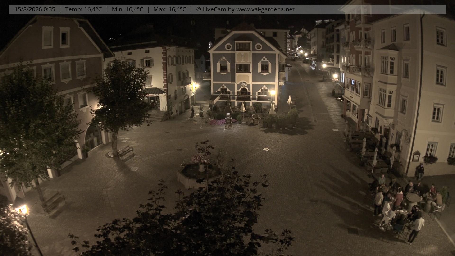 Archived image Webcam Village St. Ulrich, South Tyrol