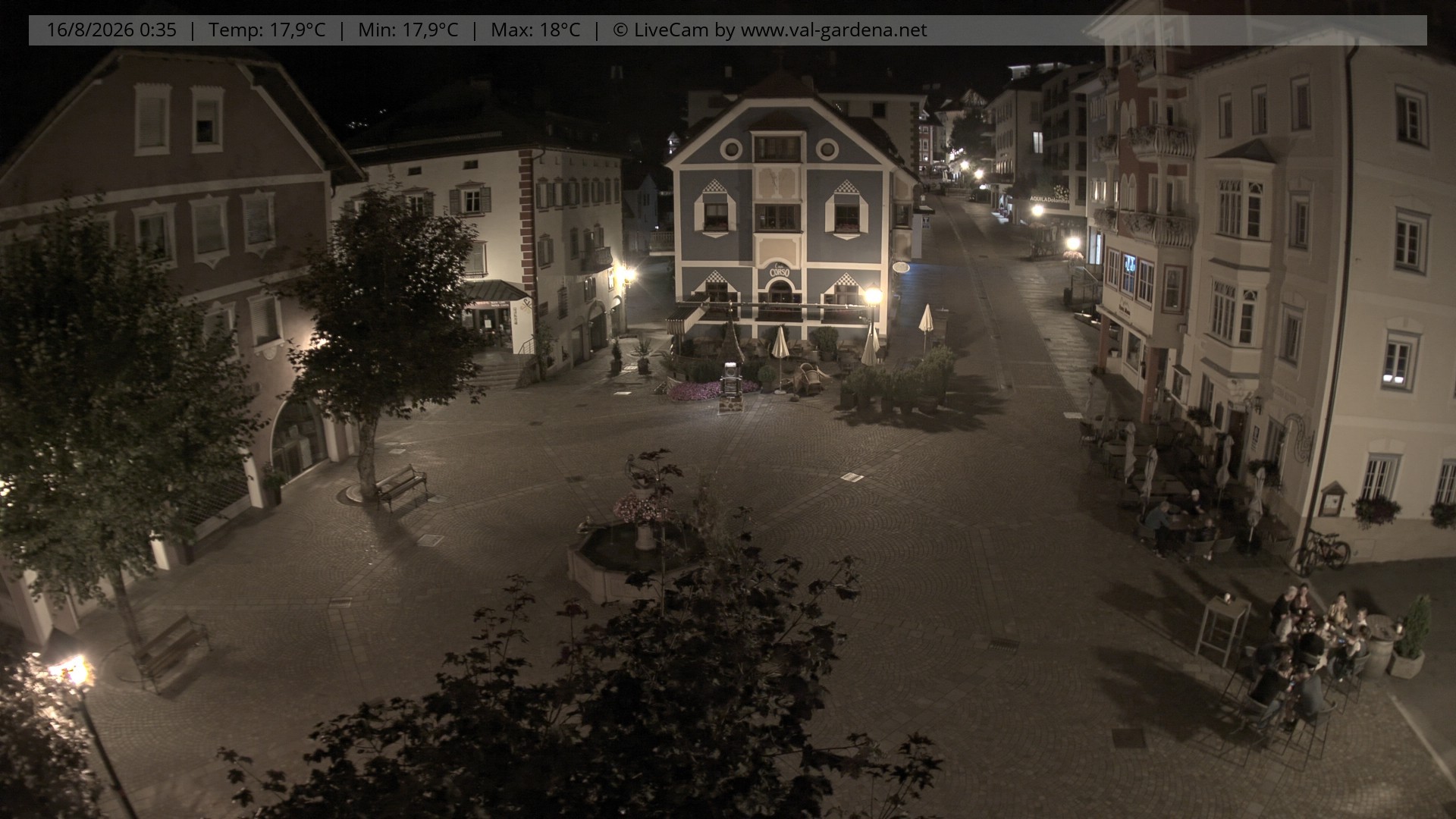 Archived image Webcam Village St. Ulrich, South Tyrol
