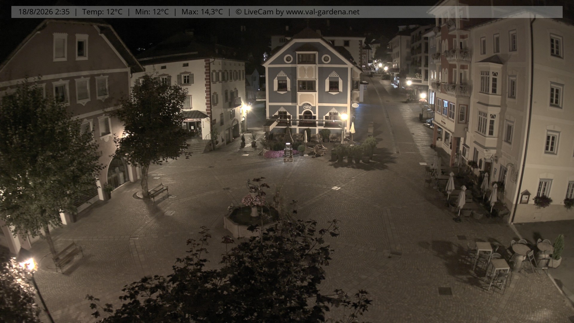 Archived image Webcam Village St. Ulrich, South Tyrol