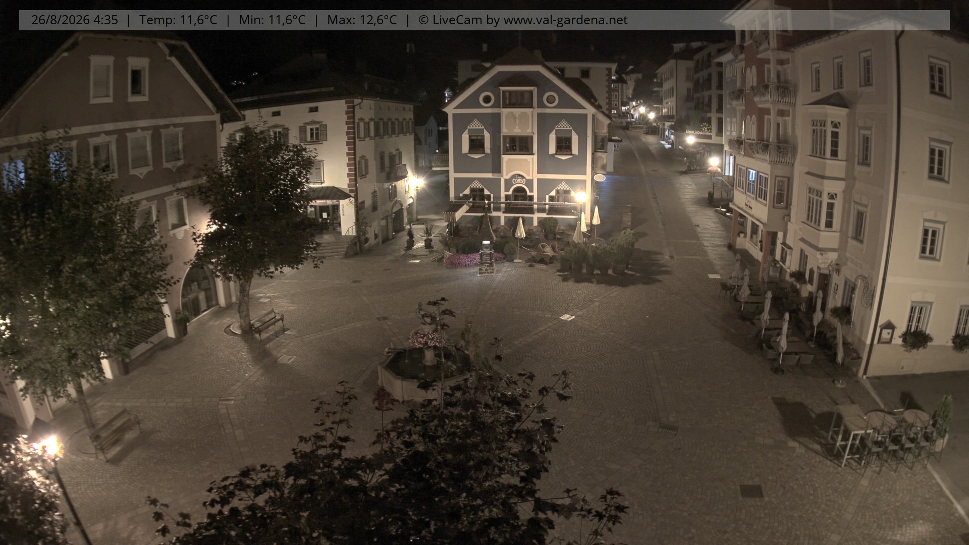 Archived image Webcam Village St. Ulrich, South Tyrol
