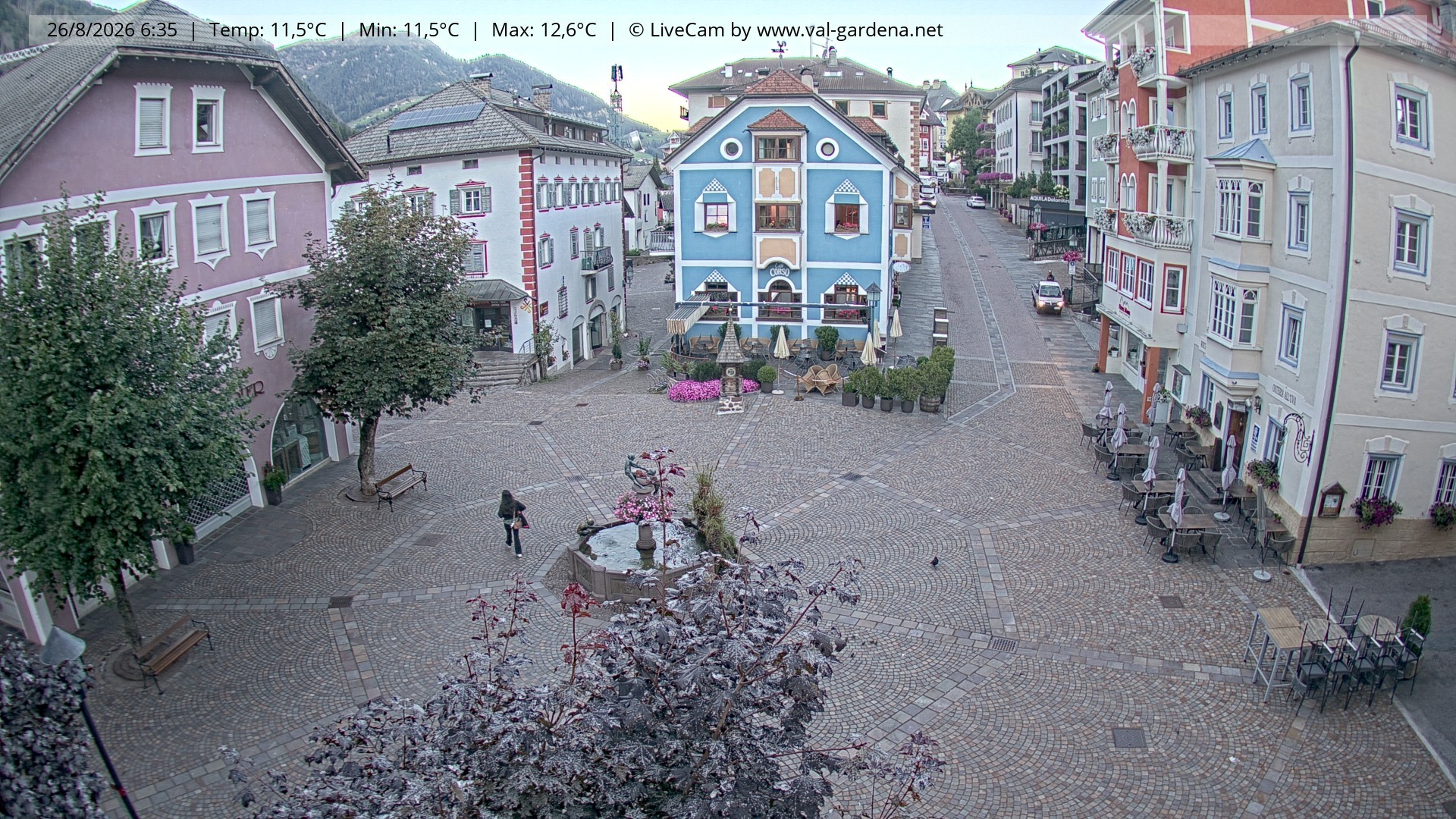 Archived image Webcam Village St. Ulrich, South Tyrol