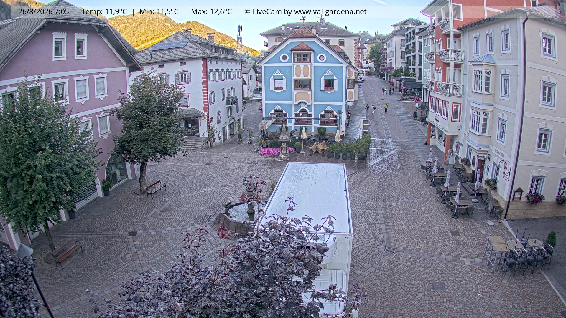 Archived image Webcam Village St. Ulrich, South Tyrol