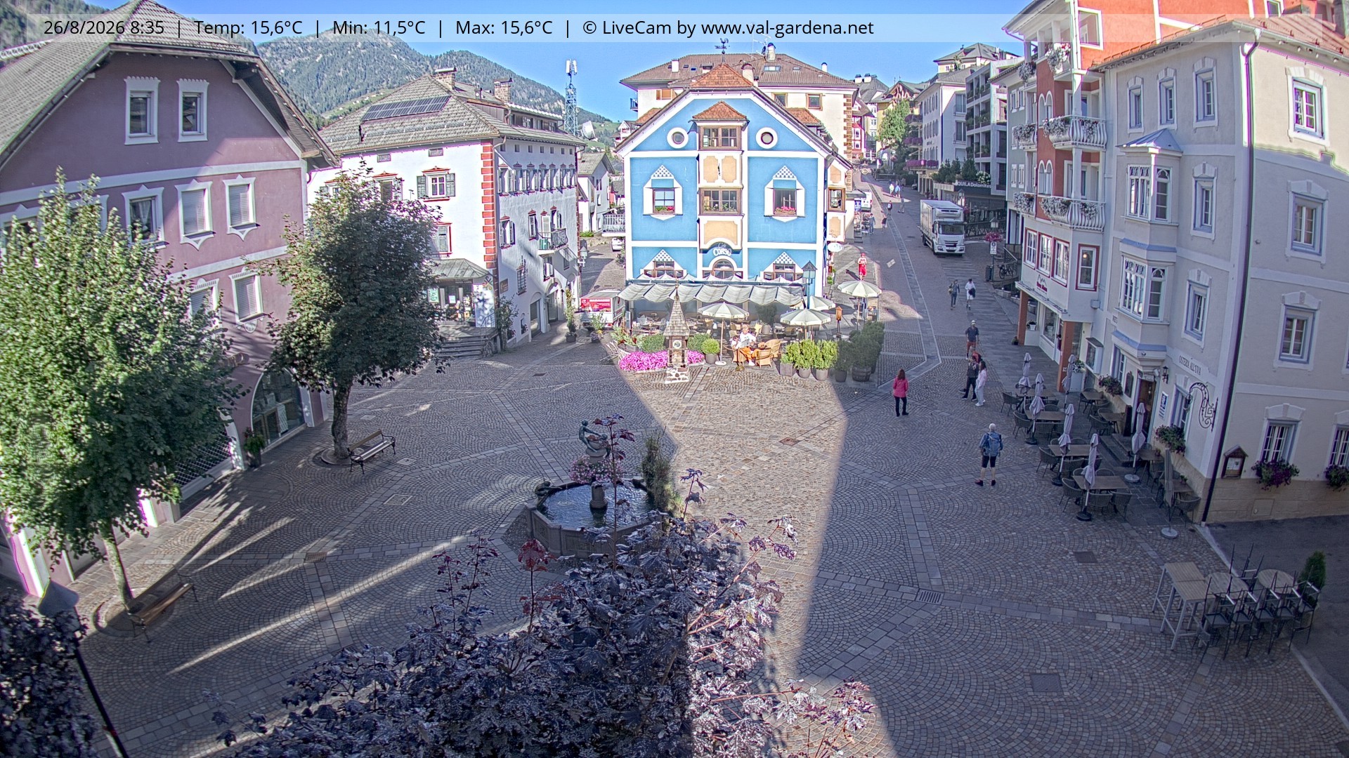 Archived image Webcam Village St. Ulrich, South Tyrol