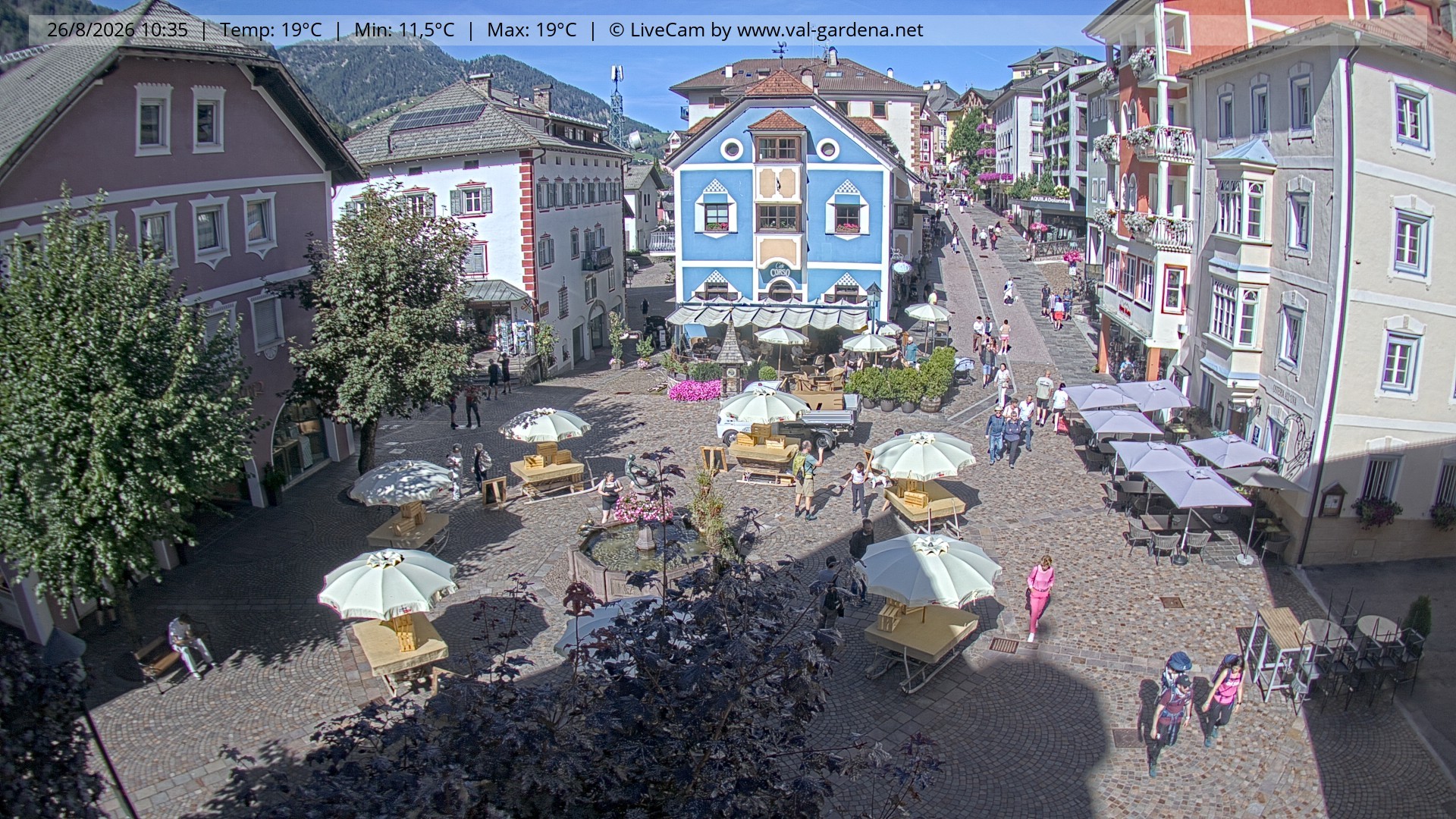 Archived image Webcam Village St. Ulrich, South Tyrol