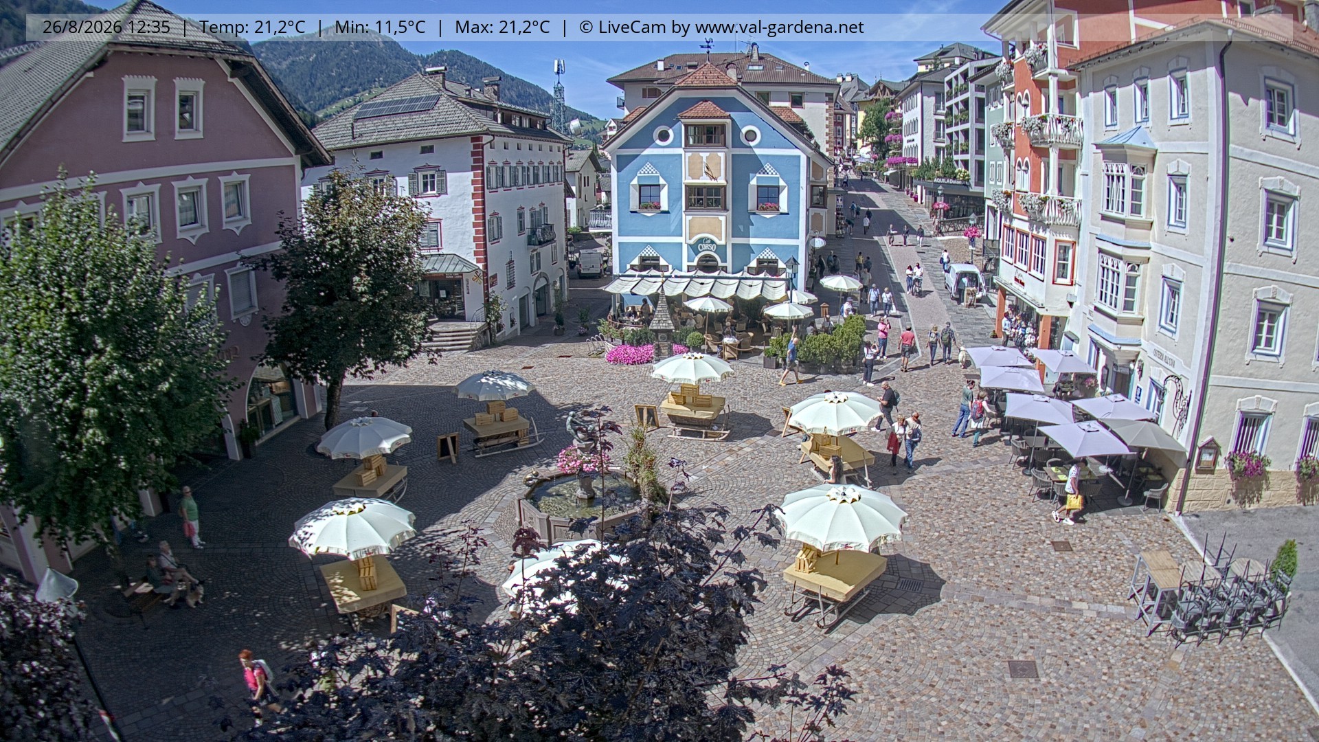 Archived image Webcam Village St. Ulrich, South Tyrol