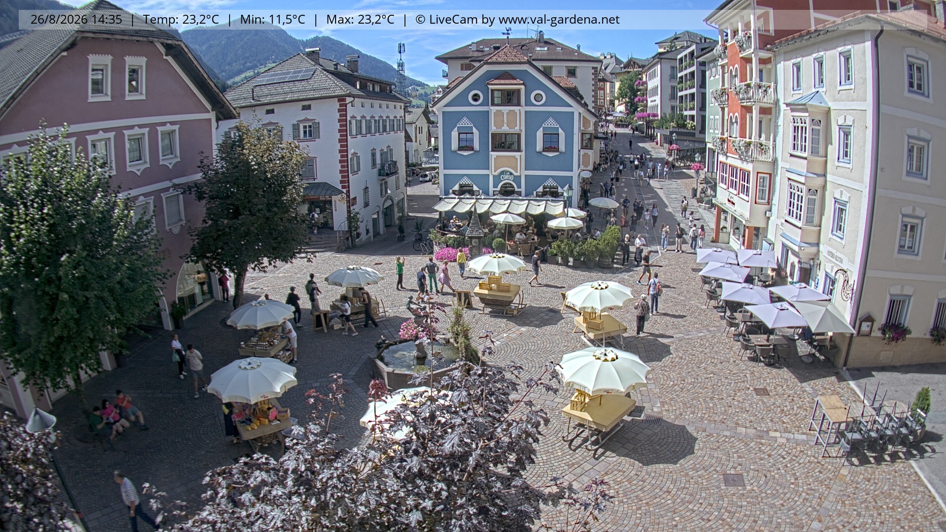 Archived image Webcam Village St. Ulrich, South Tyrol