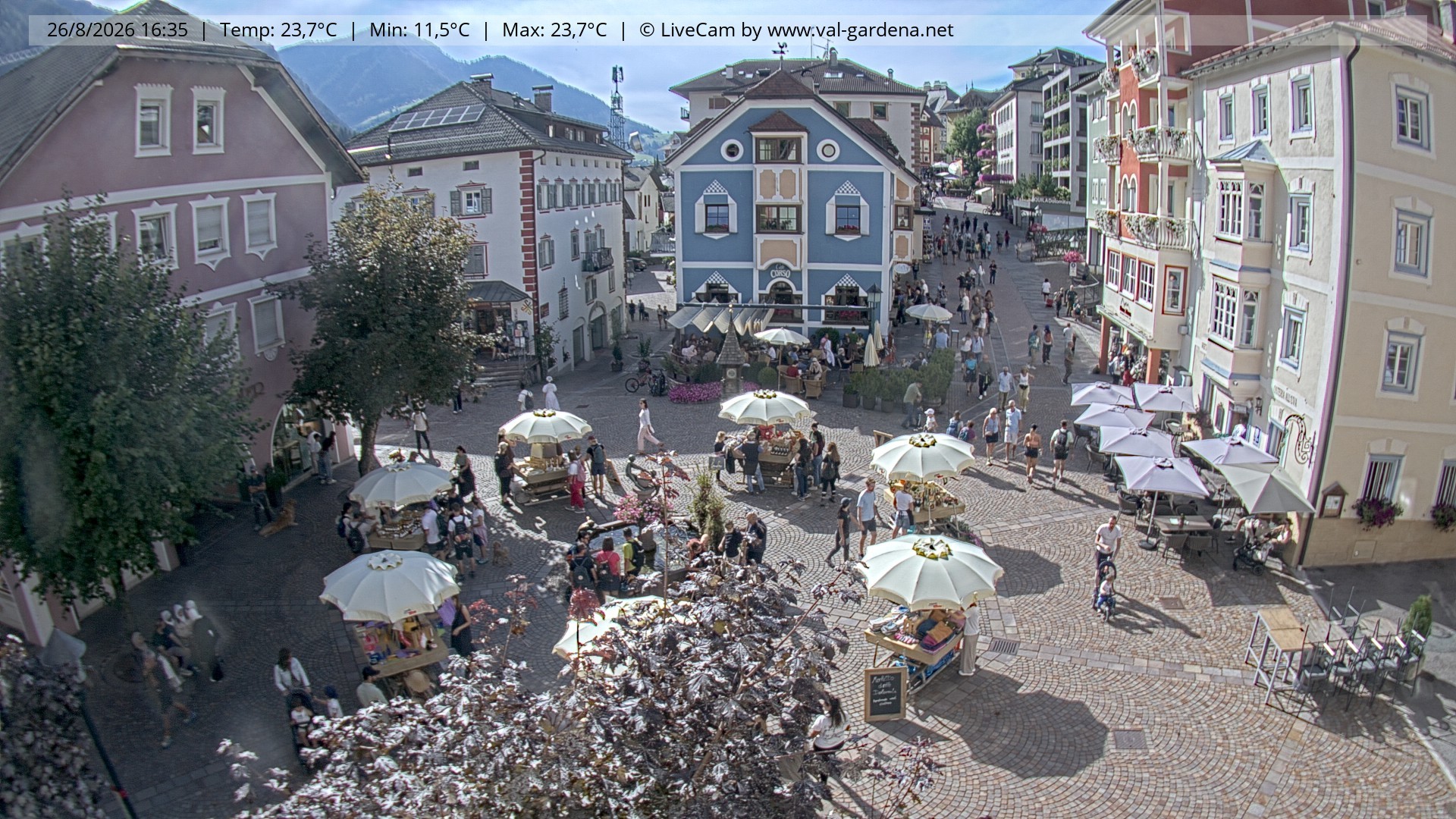 Archived image Webcam Village St. Ulrich, South Tyrol