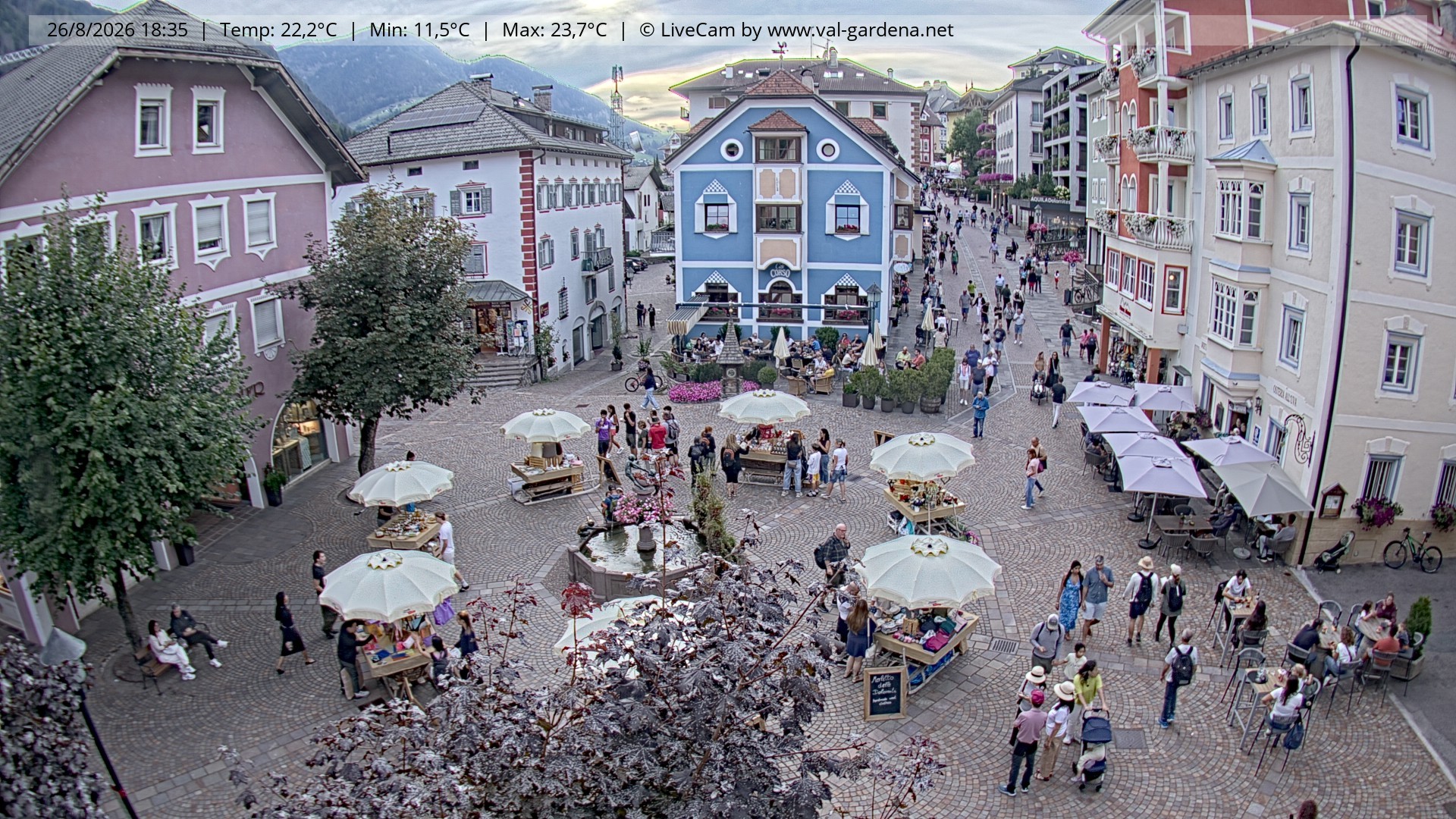 Archived image Webcam Village St. Ulrich, South Tyrol