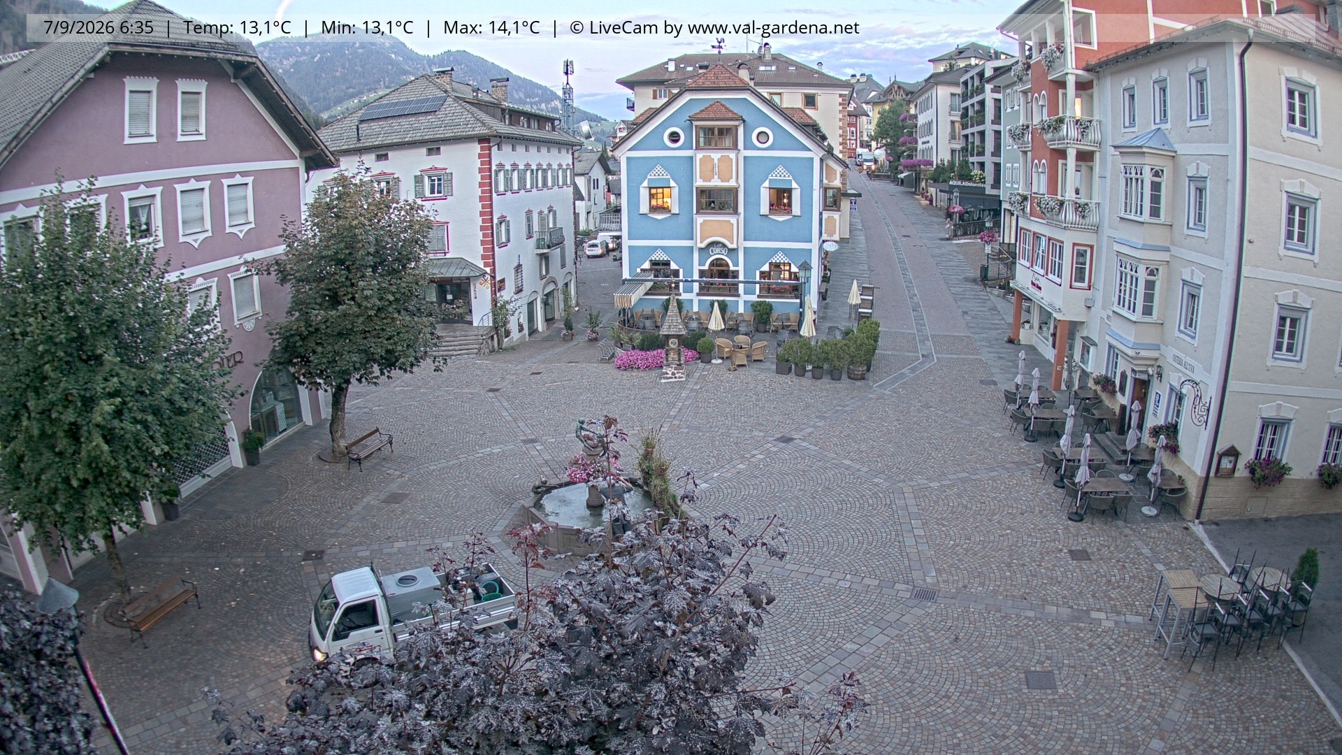 Archived image Webcam Village St. Ulrich, South Tyrol