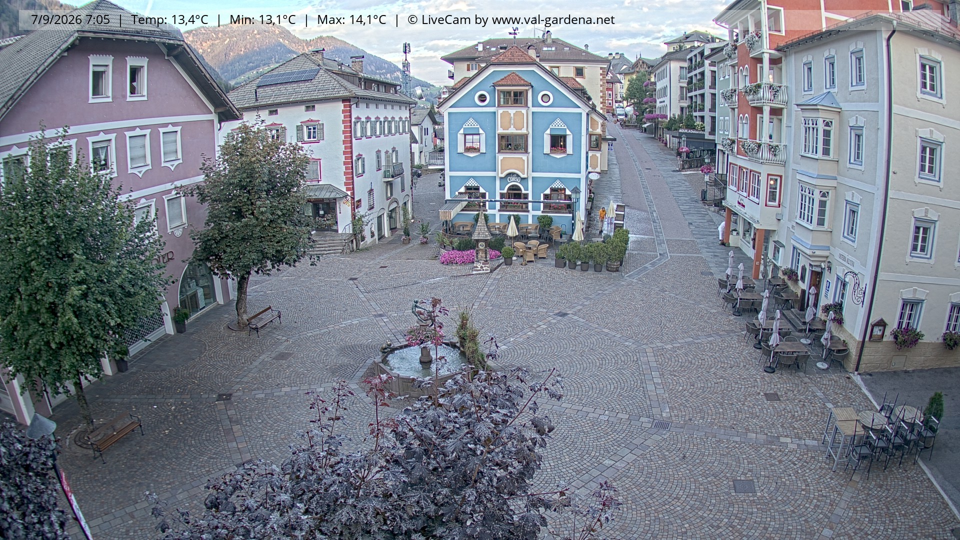 Archived image Webcam Village St. Ulrich, South Tyrol