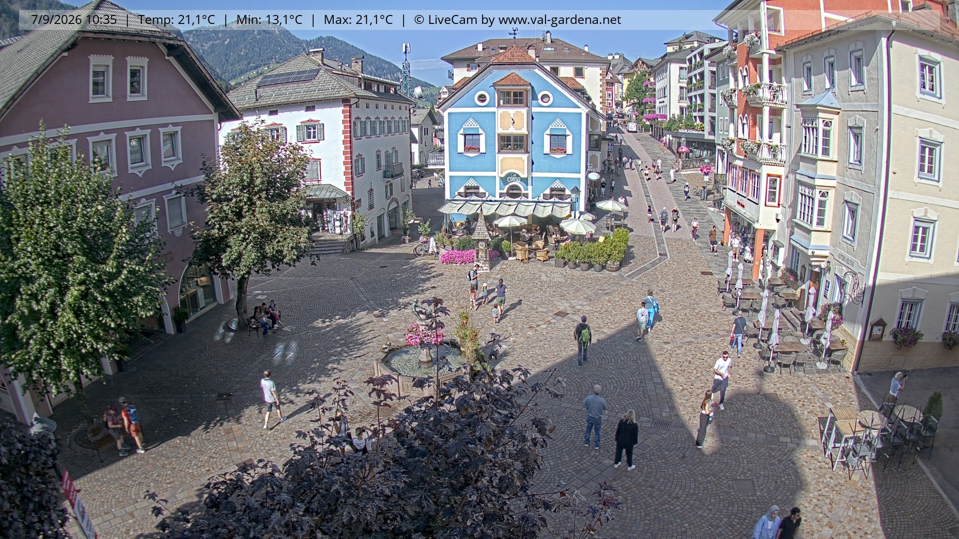Archived image Webcam Village St. Ulrich, South Tyrol
