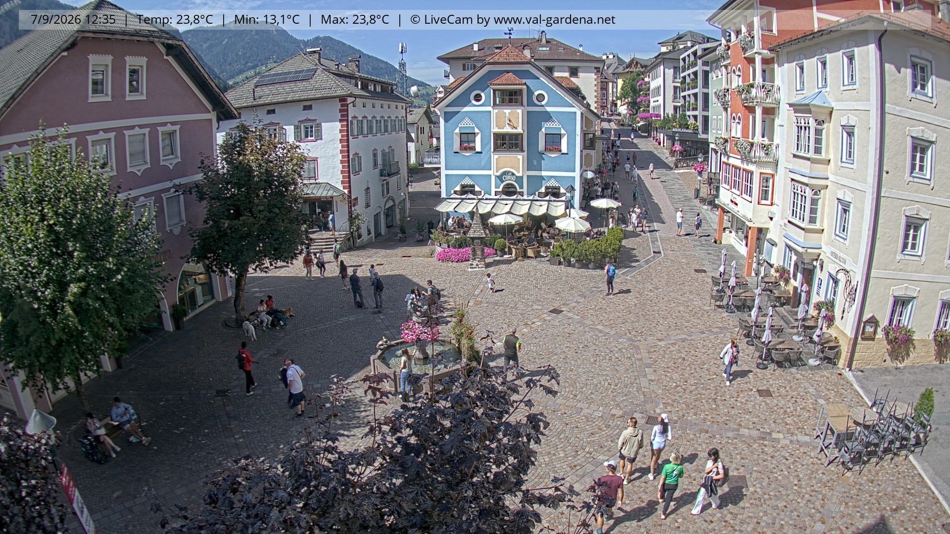 Archived image Webcam Village St. Ulrich, South Tyrol