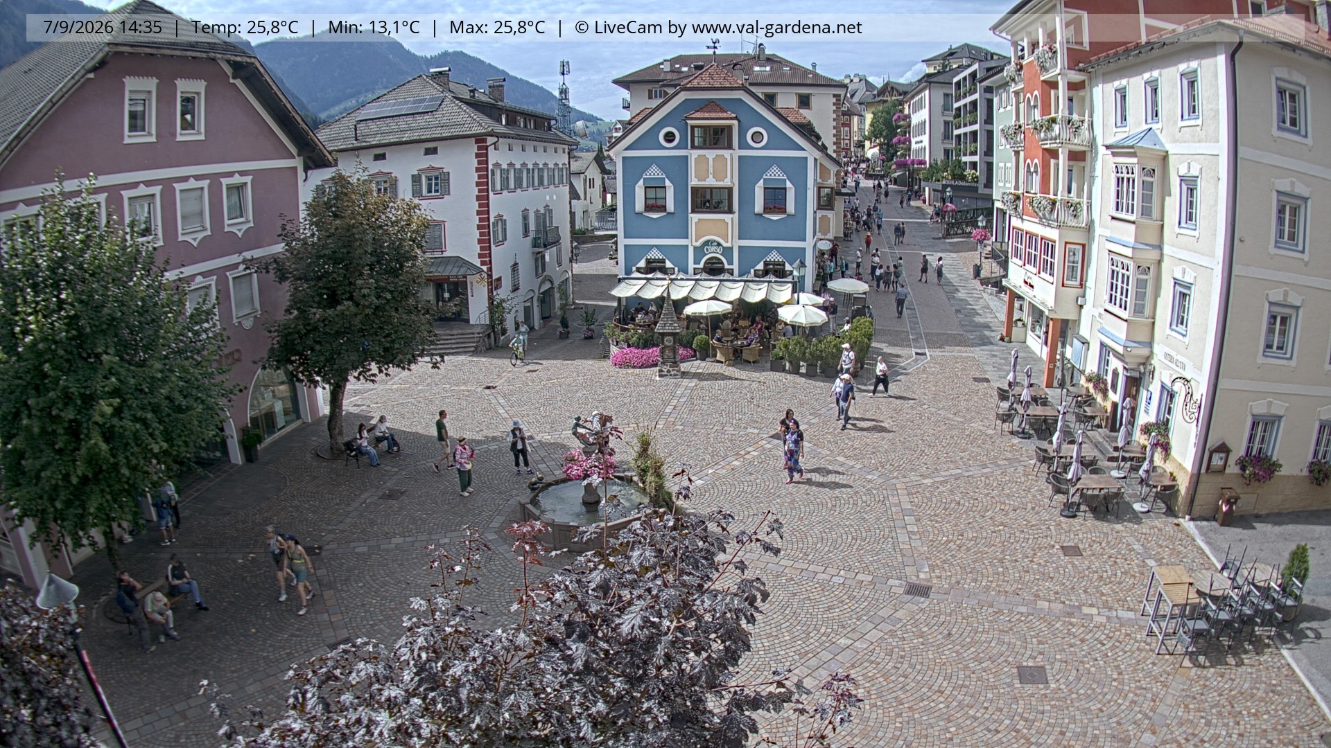 Archived image Webcam Village St. Ulrich, South Tyrol