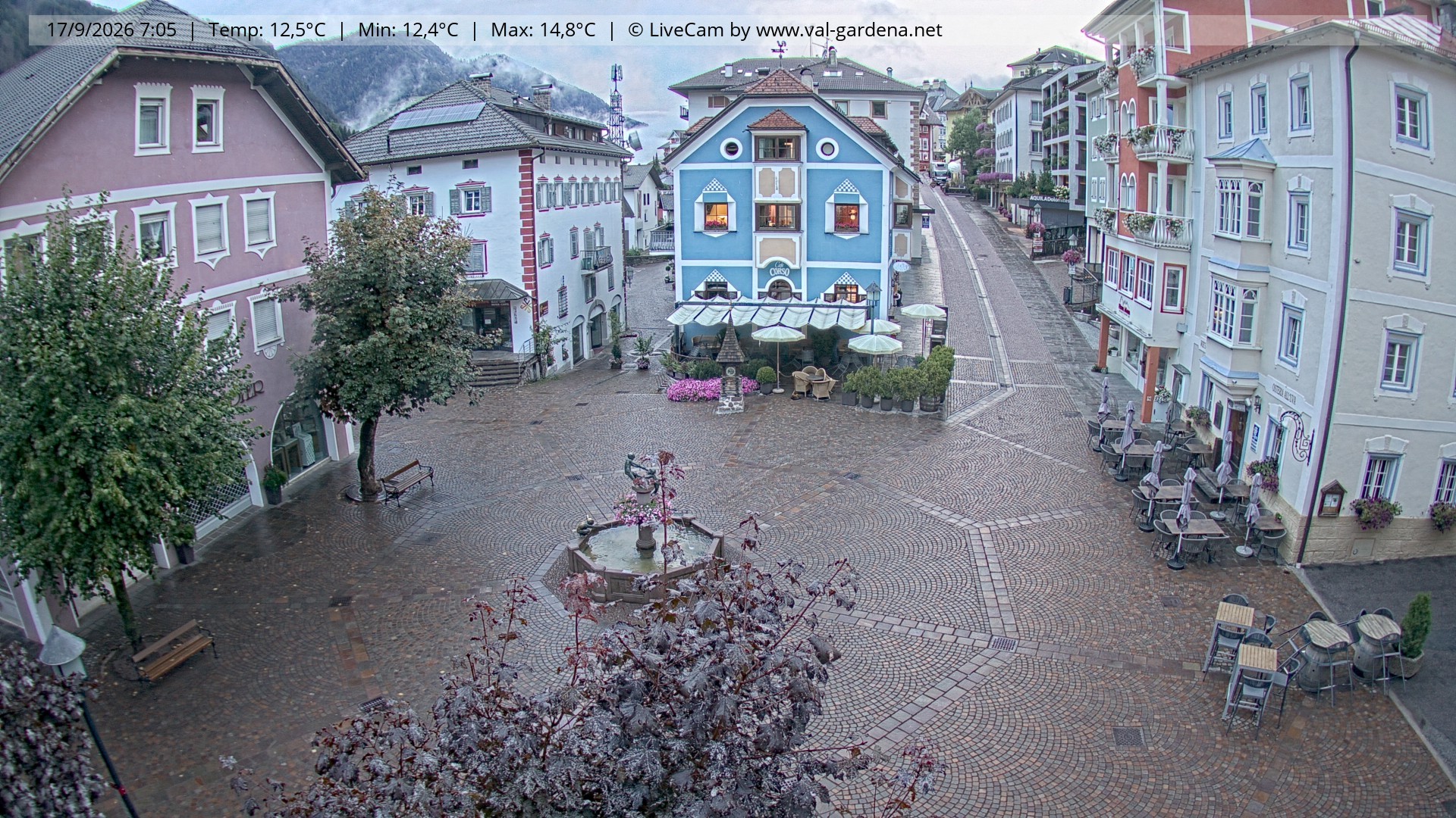 Archived image Webcam Village St. Ulrich, South Tyrol