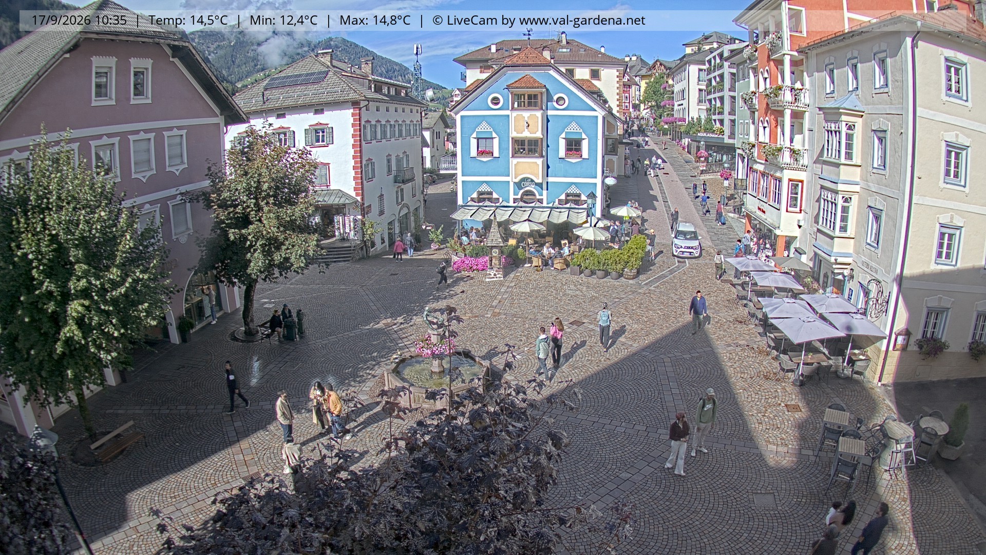 Archived image Webcam Village St. Ulrich, South Tyrol