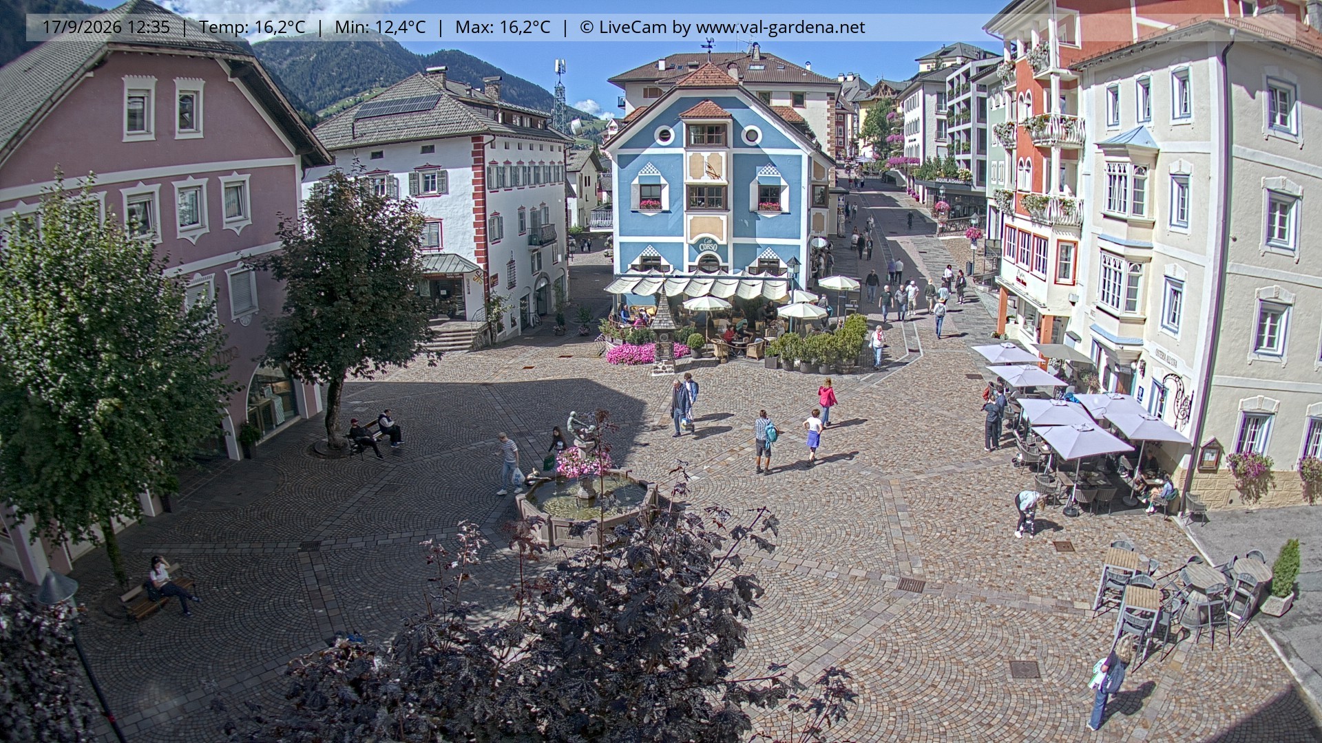 Archived image Webcam Village St. Ulrich, South Tyrol