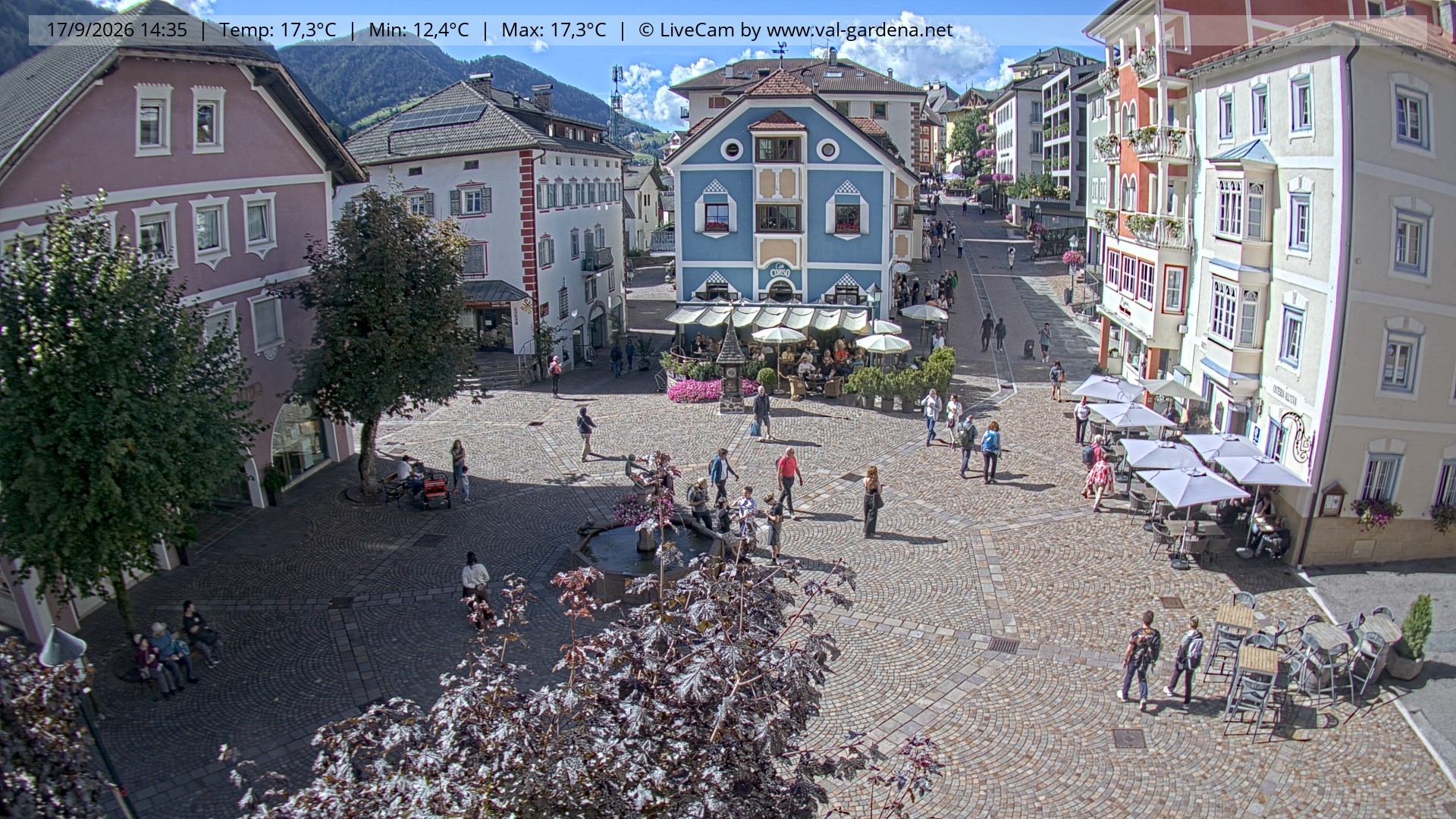 Archived image Webcam Village St. Ulrich, South Tyrol
