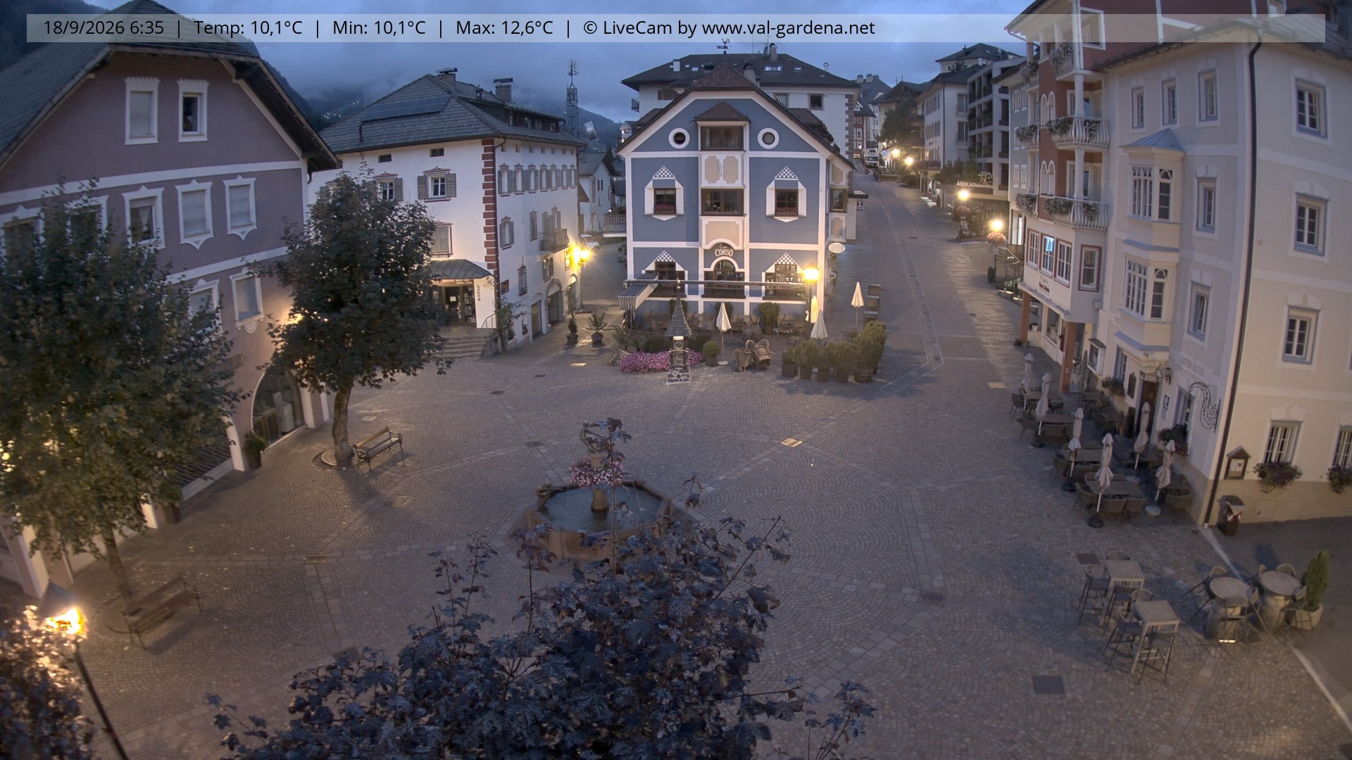 Archived image Webcam Village St. Ulrich, South Tyrol