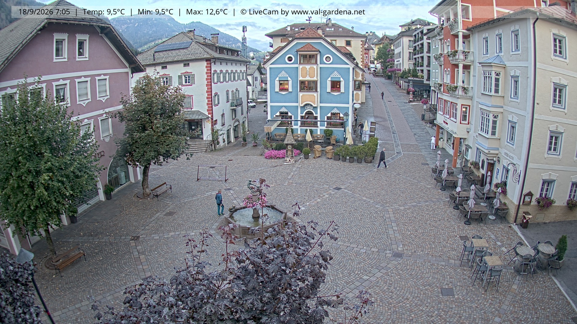 Archived image Webcam Village St. Ulrich, South Tyrol