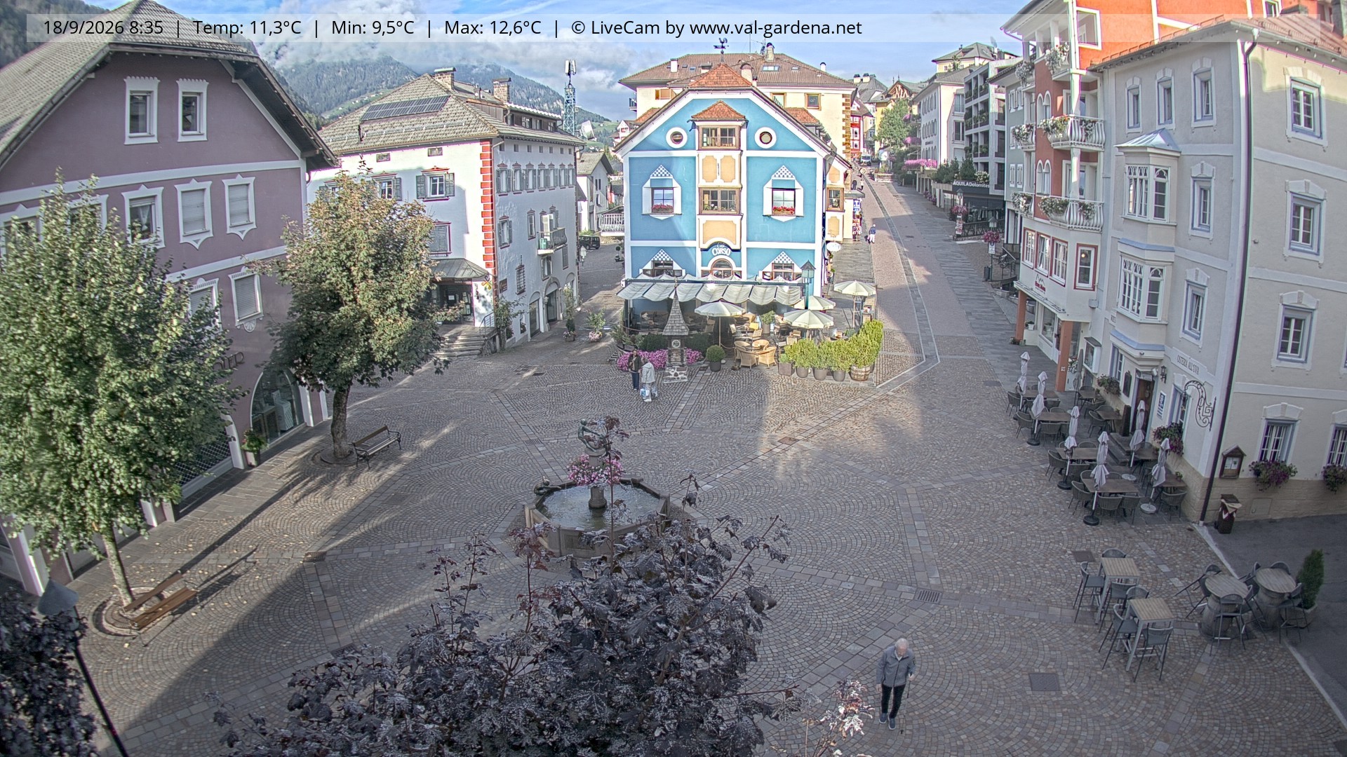 Archived image Webcam Village St. Ulrich, South Tyrol
