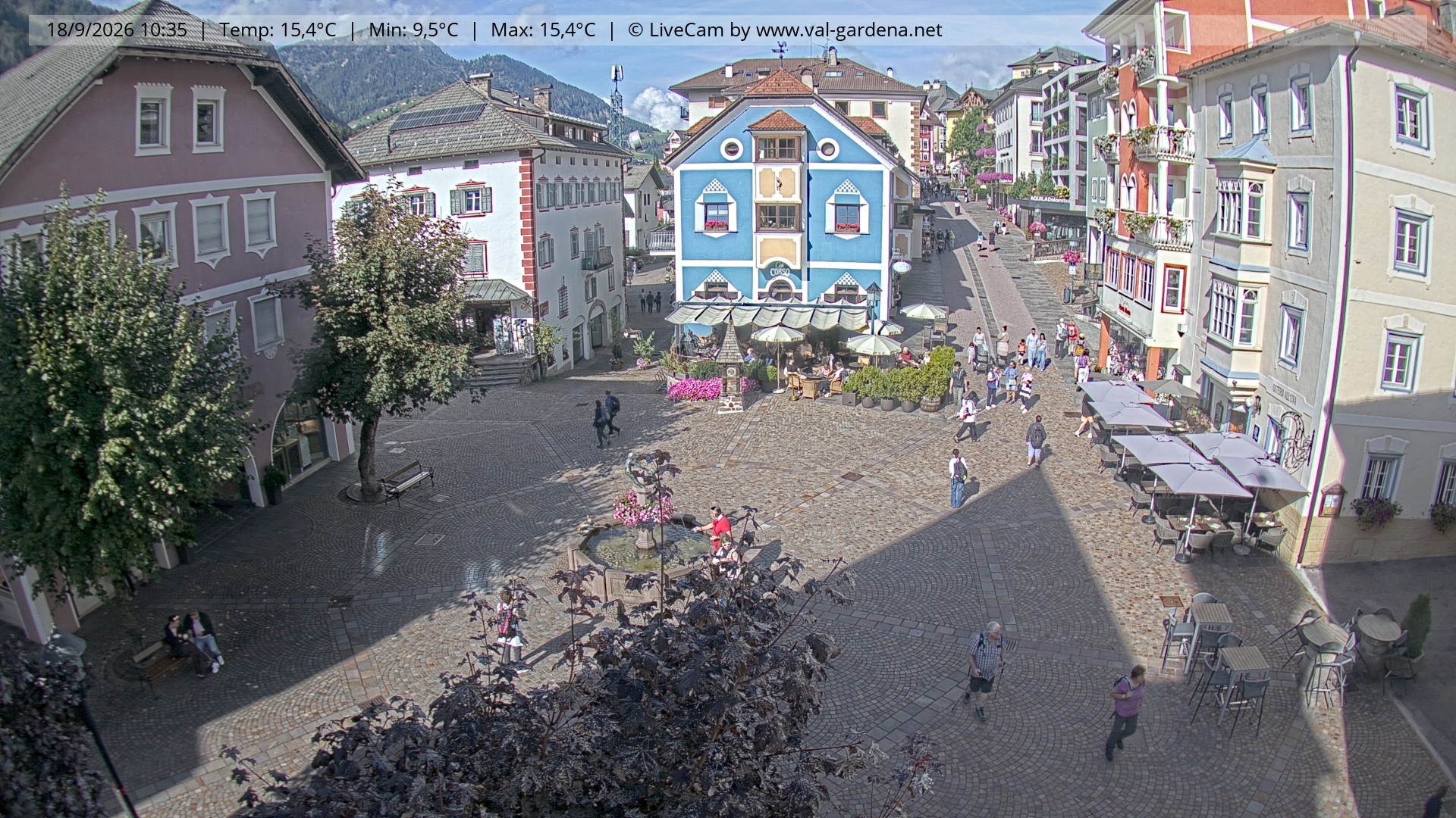 Archived image Webcam Village St. Ulrich, South Tyrol