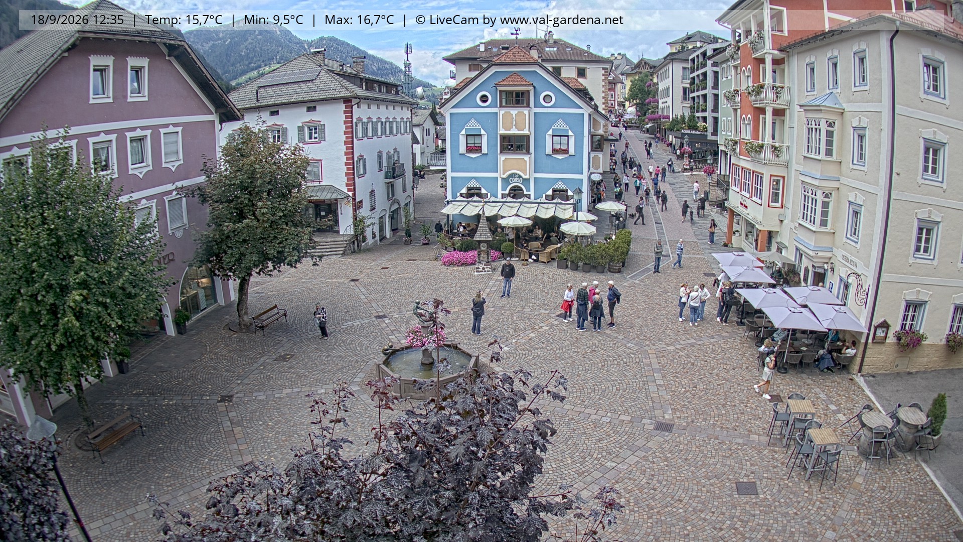 Archived image Webcam Village St. Ulrich, South Tyrol