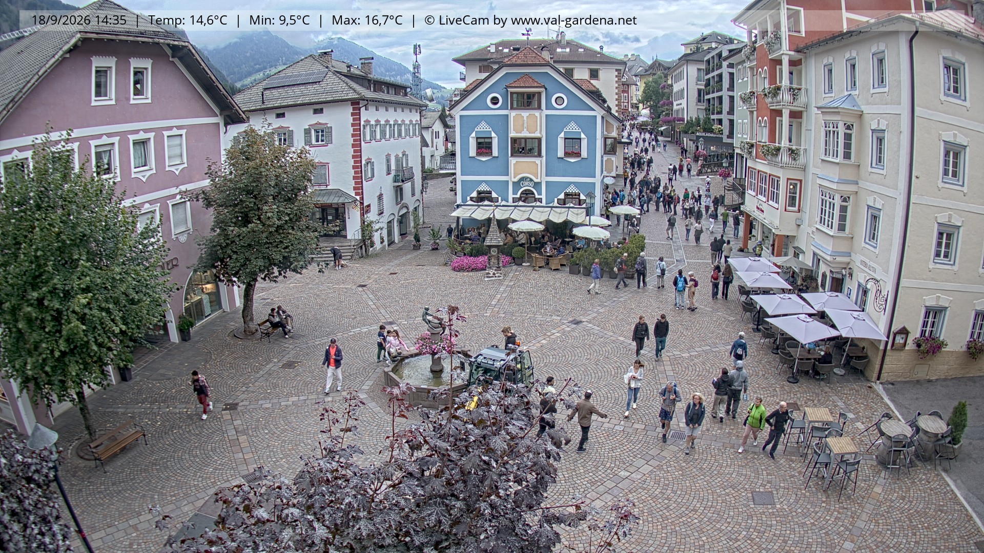 Archived image Webcam Village St. Ulrich, South Tyrol