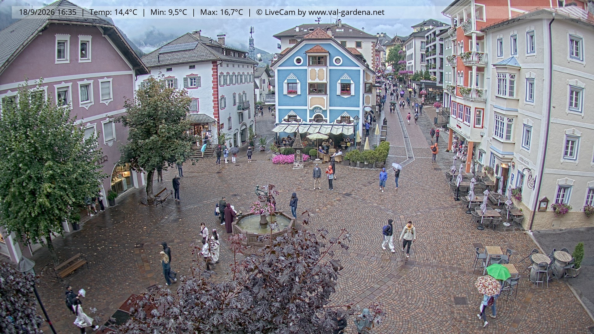 Archived image Webcam Village St. Ulrich, South Tyrol