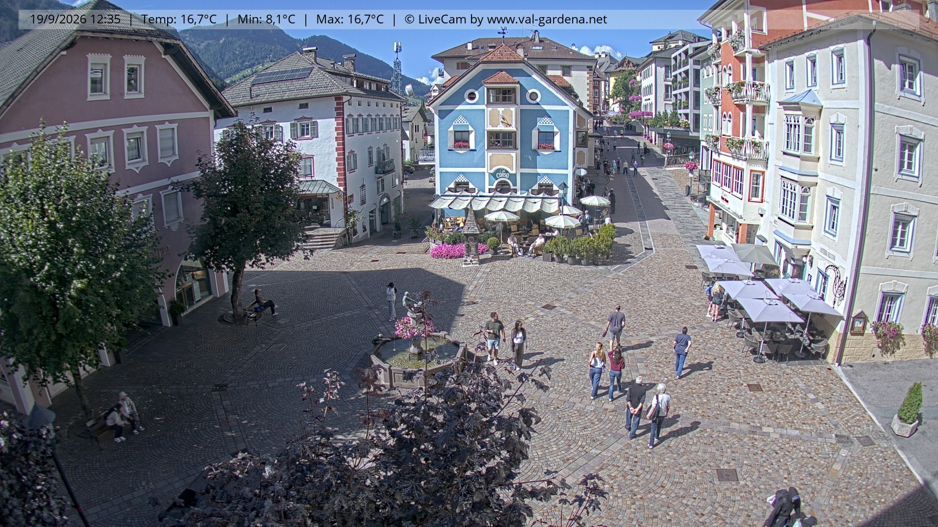 Archived image Webcam Village St. Ulrich, South Tyrol