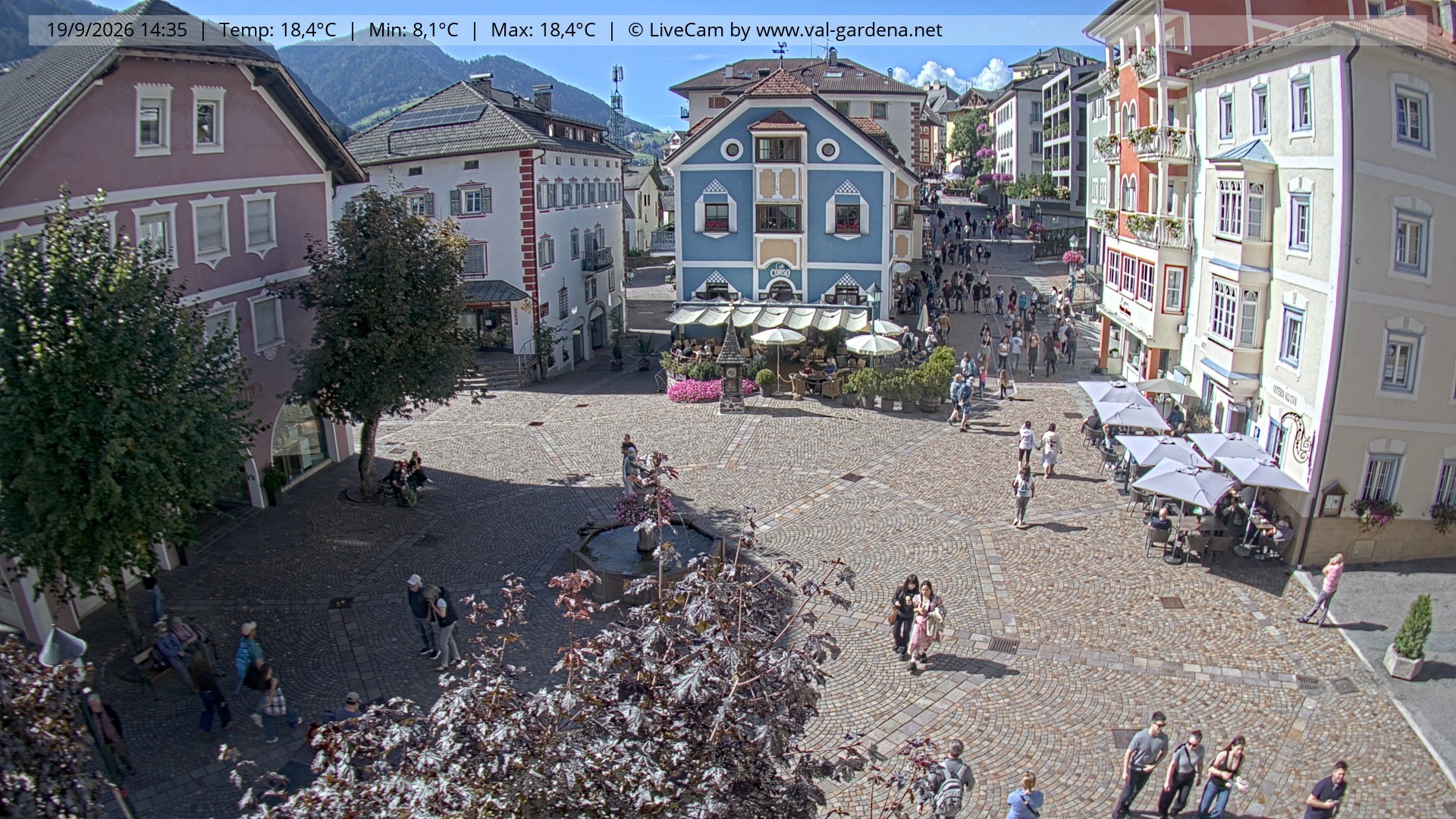 Archived image Webcam Village St. Ulrich, South Tyrol