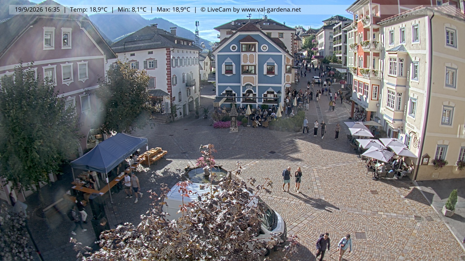 Archived image Webcam Village St. Ulrich, South Tyrol