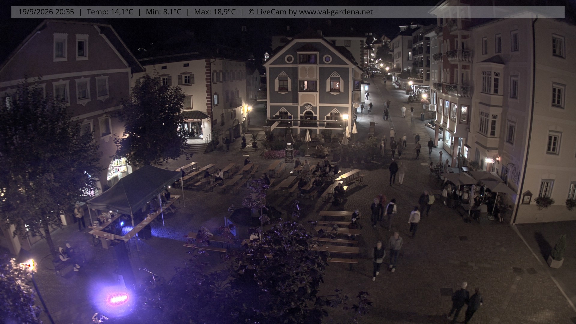 Archived image Webcam Village St. Ulrich, South Tyrol