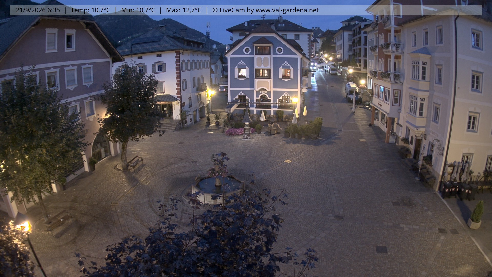 Archived image Webcam Village St. Ulrich, South Tyrol