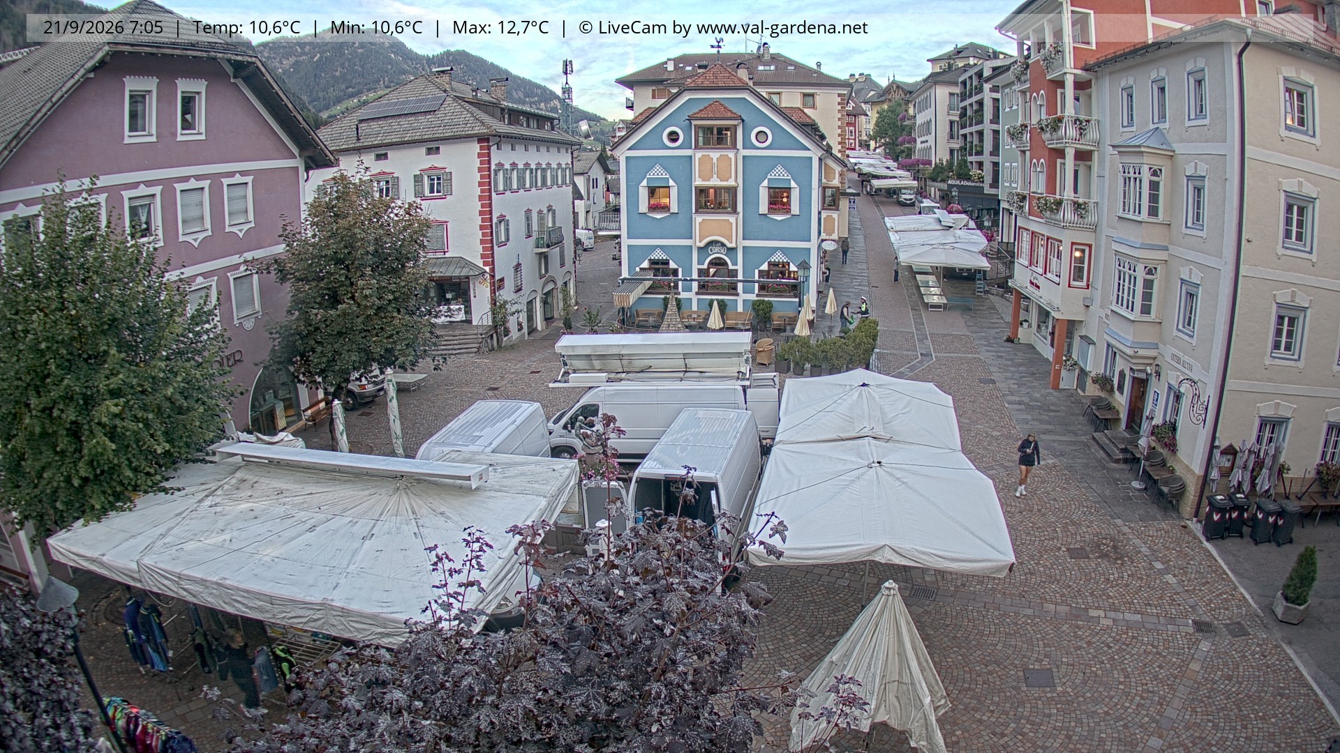Archived image Webcam Village St. Ulrich, South Tyrol
